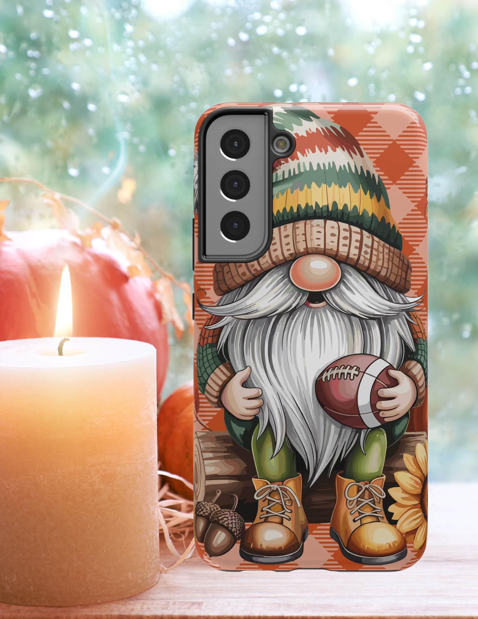 Whimsical Gnome Phone Case | Impact-Resistant Covers for Fall, Cute Gnome Design, Football Lover Gift, Autumn Accessory