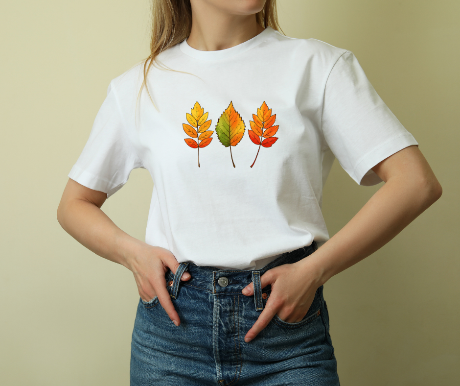 Autumn Leaves Heavy Cotton Tee, Fall T-Shirt, Nature Lover Gift, Seasonal Wear, Comfortable Everyday Tee