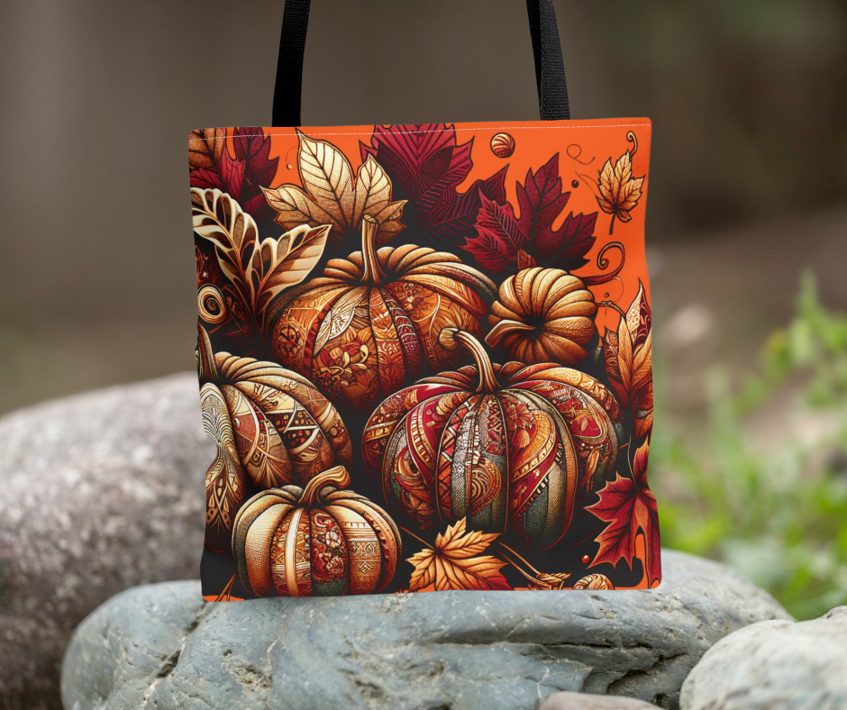 Autumn Pumpkin Tote Bag, Fall Bag, Eco-Friendly Shopper, Harvest Market Tote, Thanksgiving Gift, Seasonal Fashion Accessory