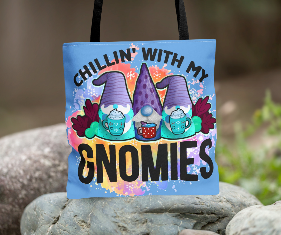 Chillin' with My Gnomies Tote Bag, Fun Gnome Bag, Cute Summer Tote, Gift for Gnome Lovers, Beach Bag, Everyday Bag