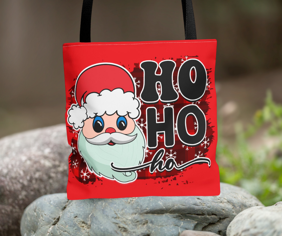 Christmas Santa Tote Bag | Ho Ho Ho Holiday Shopping Bag, Festive Gift Bag, Personalized Tote, Gift for Her, Reusable Christmas Decor