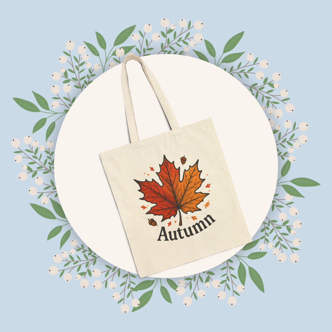 Autumn Leaf Cotton Canvas Tote Bag, Fall Tote, Eco-Friendly Shopping Bag, Pumpkin Spice Vibes, Perfect for Harvest Festival