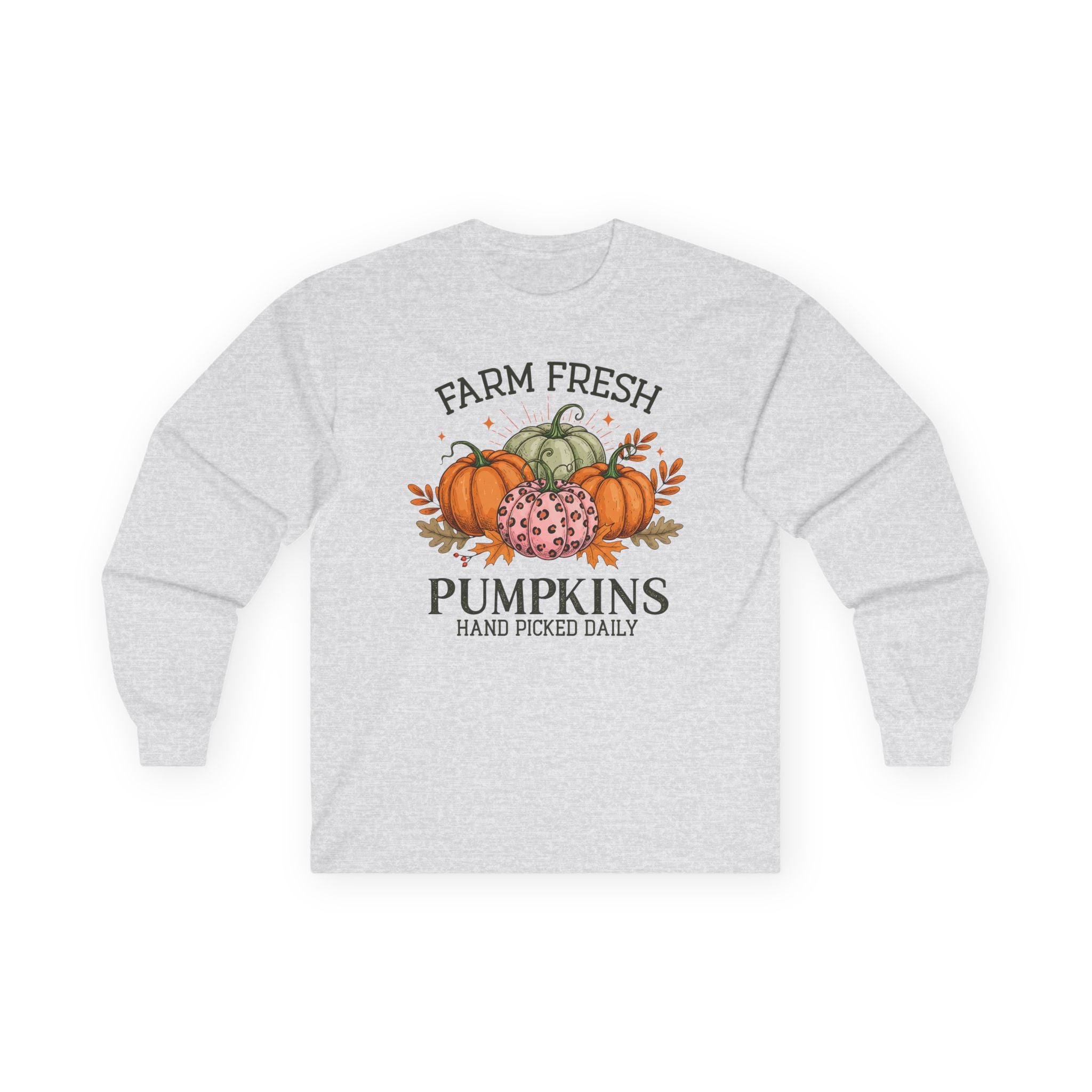 Farm Fresh Pumpkins Long Sleeve Tee | Fall Outfit, Thanksgiving Apparel, Cozy Gift, Autumn Style, Pumpkin Lover Tee