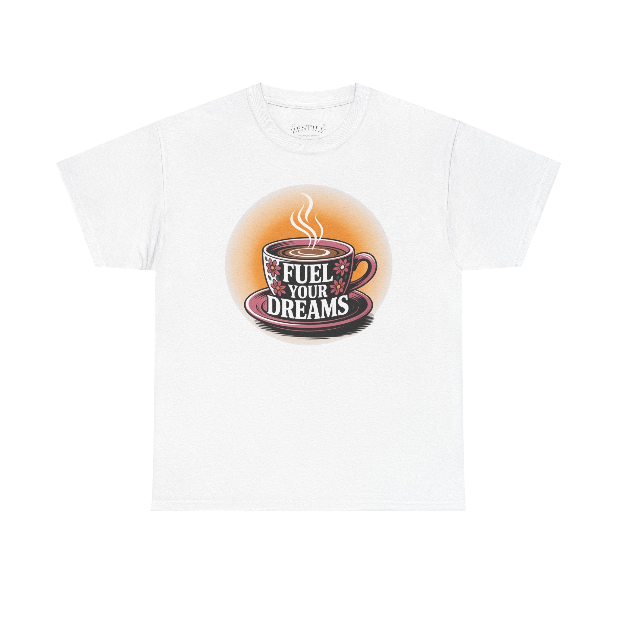 Fuel Your Dreams Heavy Cotton Tee, Motivational T-Shirt, Coffee Lover Gift, Casual Outfit, Inspirational Apparel