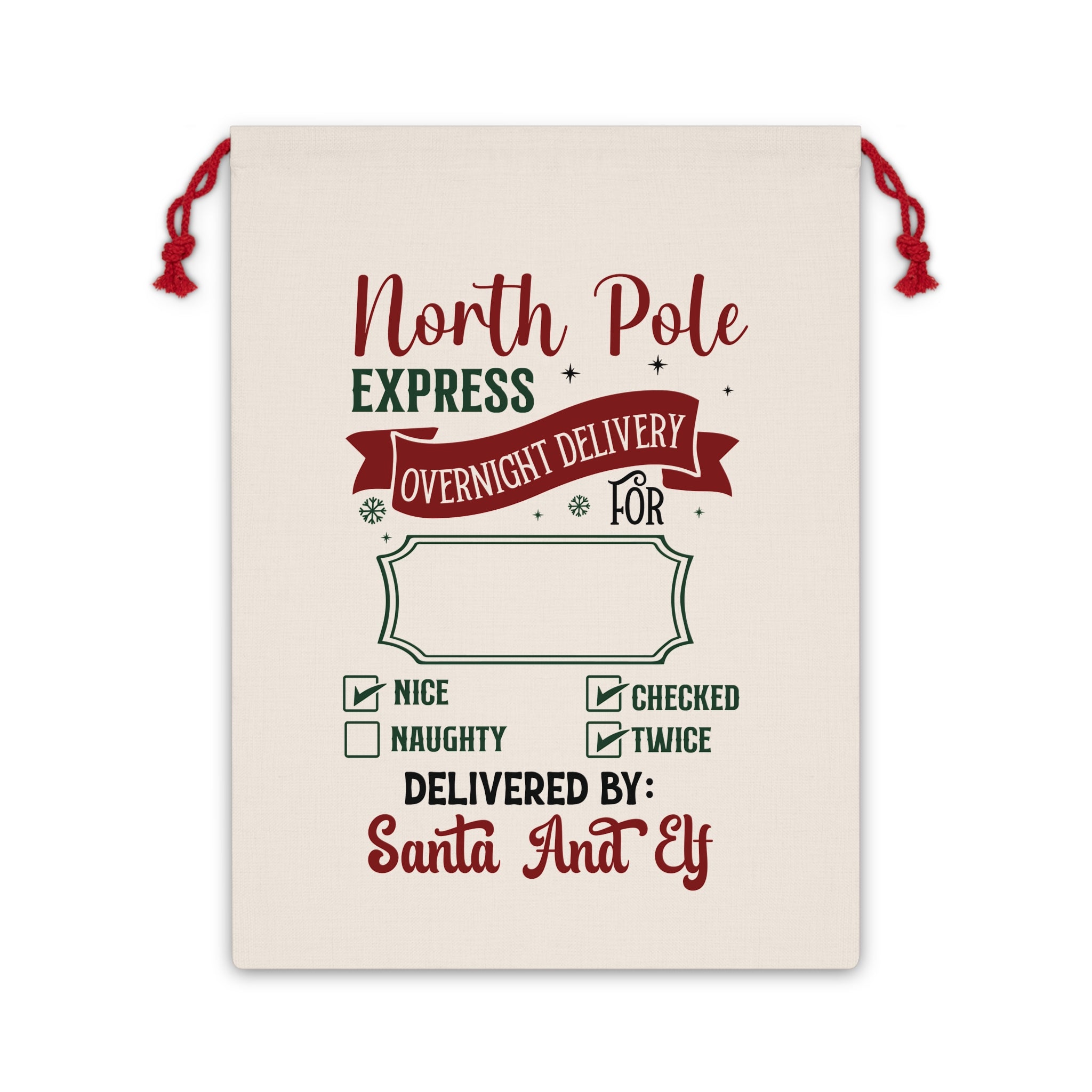 North Pole Express Christmas Gift Bag Personalized