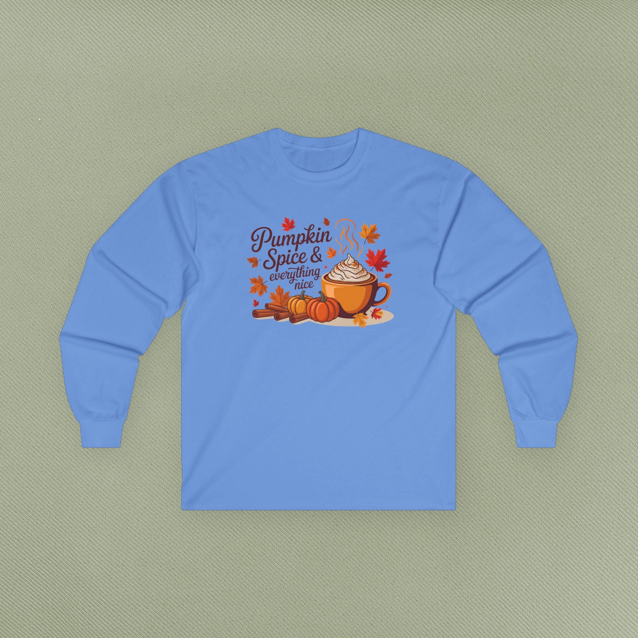 Cozy Autumn Long Sleeve Tee, Pumpkin Spice Shirt, Fall Fashion, Thanksgiving Gift, Cute Casual Wear, Seasonal Comfort
