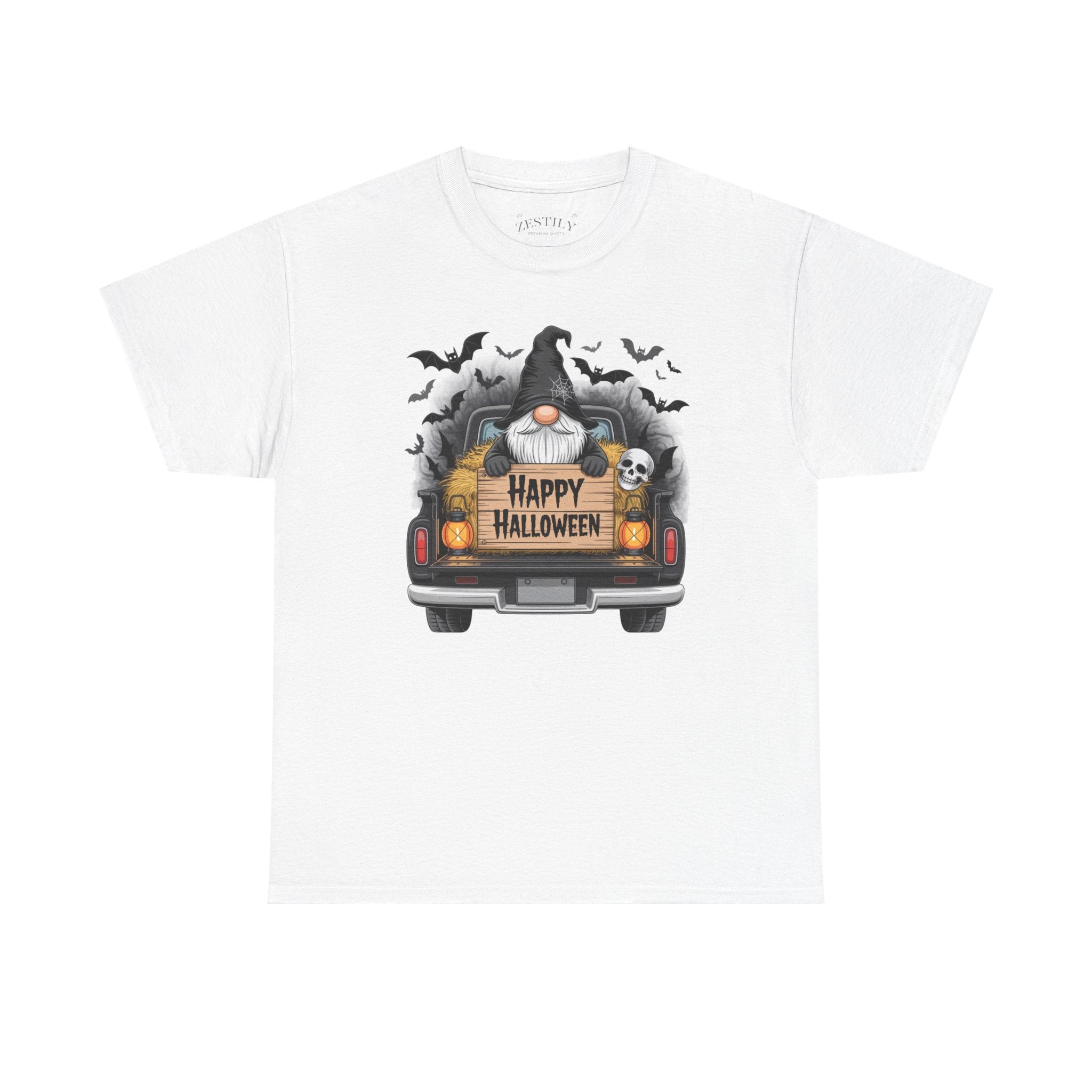 Halloween Themed Heavy Cotton Tee, Spooky Tee, Fall Fashion, Halloween Gnome T-Shirt, Gift for Her, Halloween Party Wear