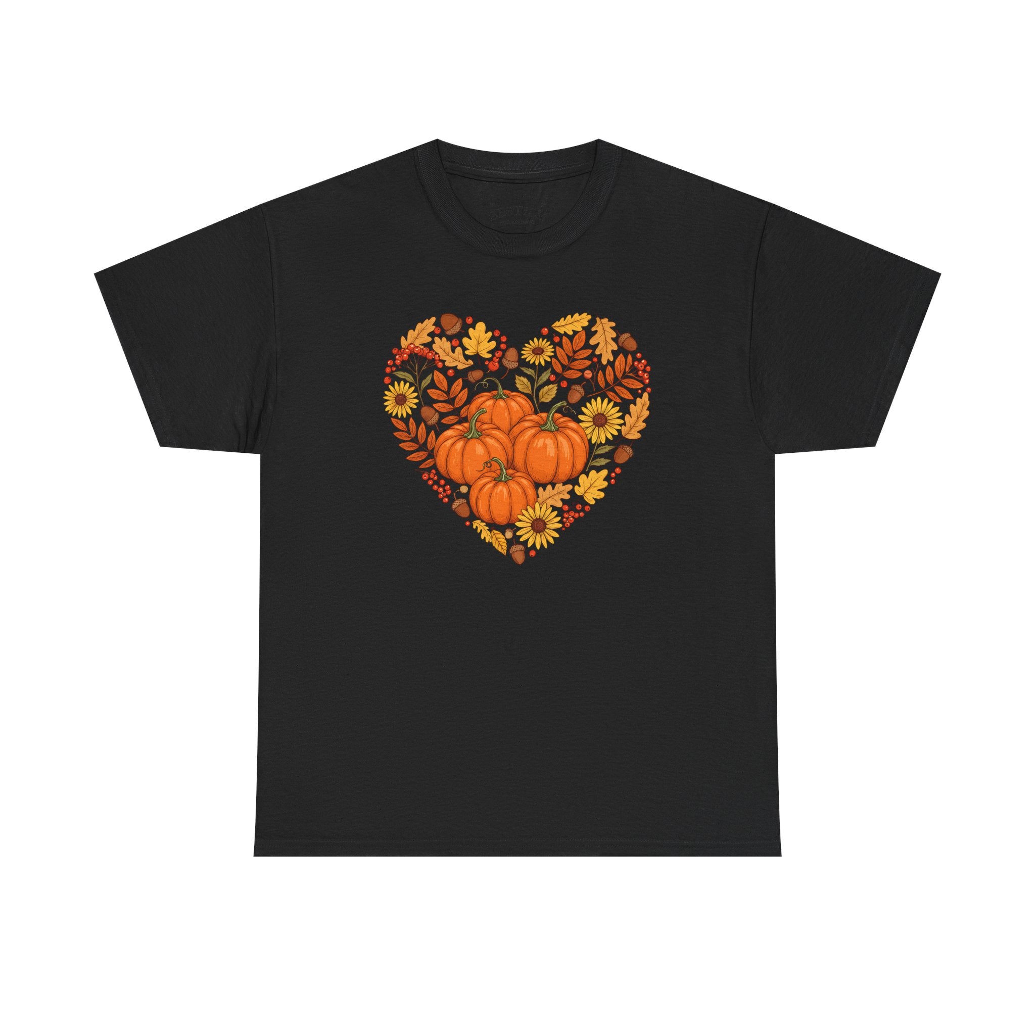 Autumn Themed Heavy Cotton Tee, Fall Shirt, Pumpkin Heart Tee, Cute Graphic Tee, Seasonal Apparel, Harvest Gift Idea
