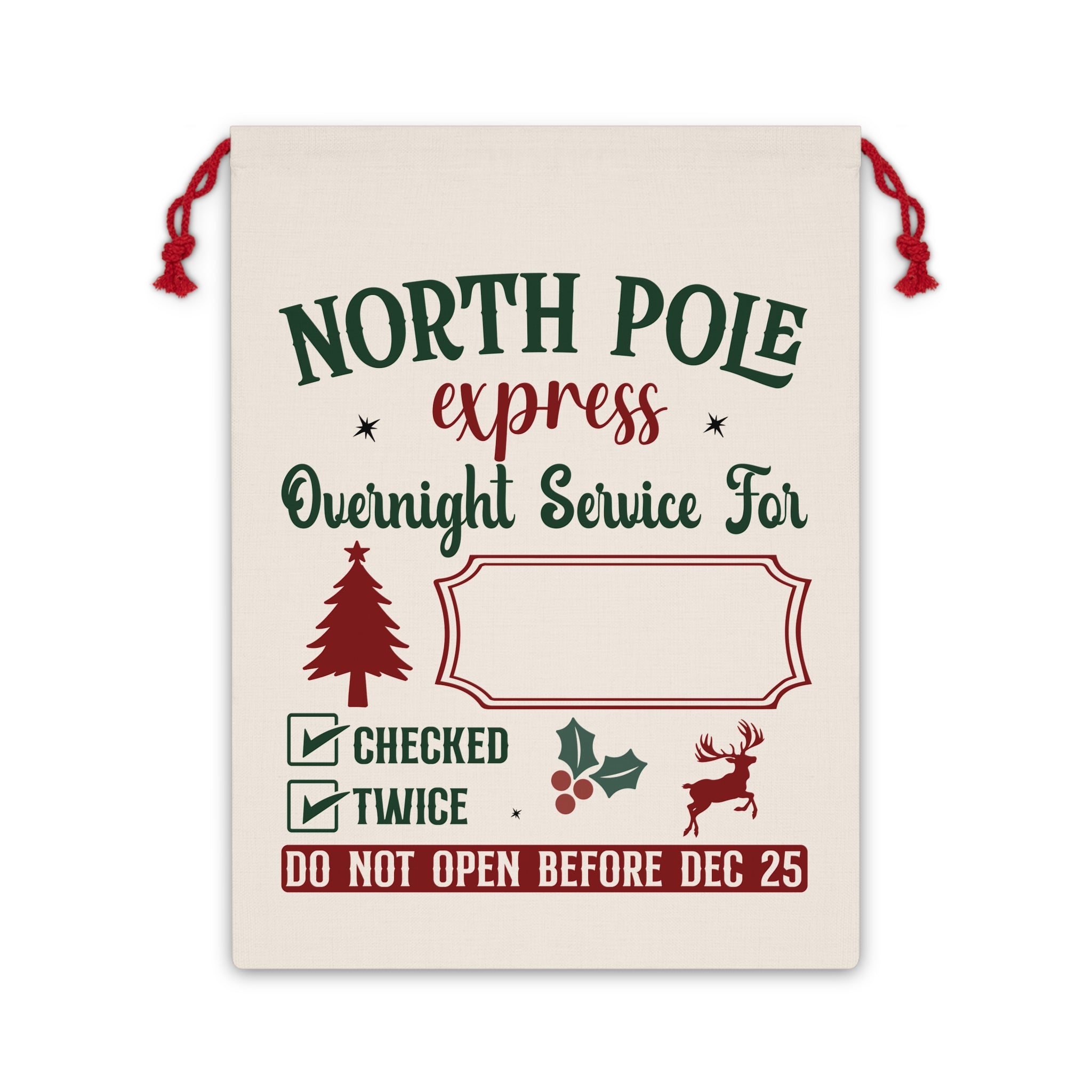 Gift Bag - North Pole Christmas Express Overnight Delivery Personalized