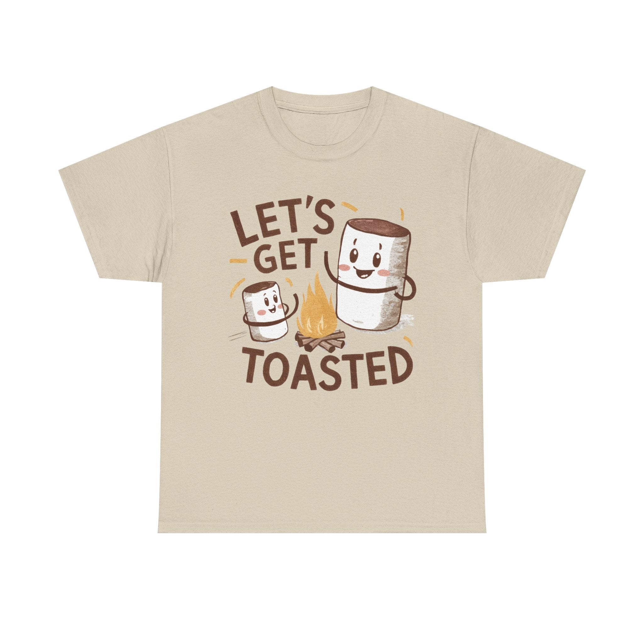 Funny Campfire T-Shirt "Let's Get Toasted" Heavy Cotton Tee for Outdoor Lovers