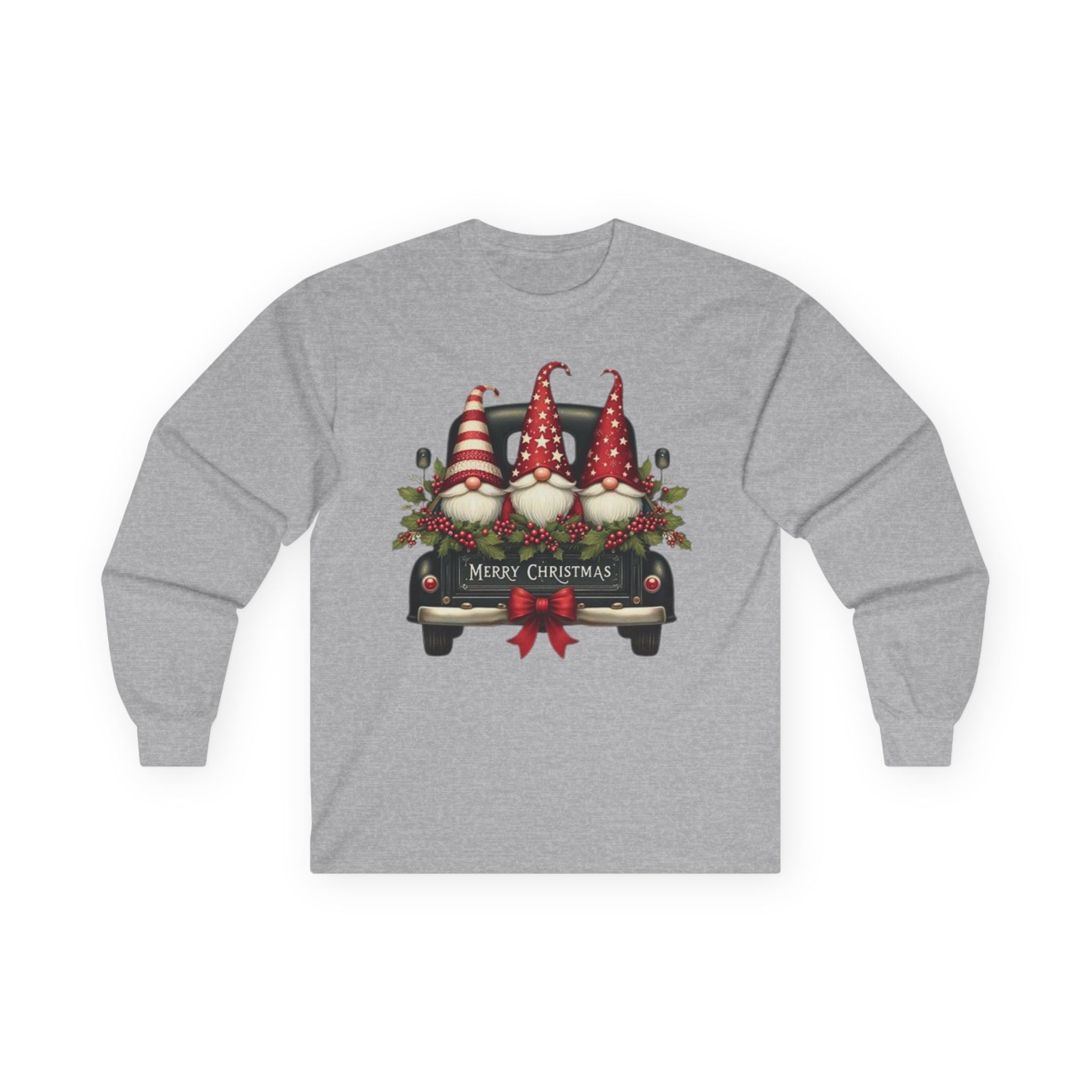 Long Sleeve Tee - Merry Christmas Gnome Design | Festive Holiday Apparel, Winter Wardrobe, Christmas Gifts, Cozy Style