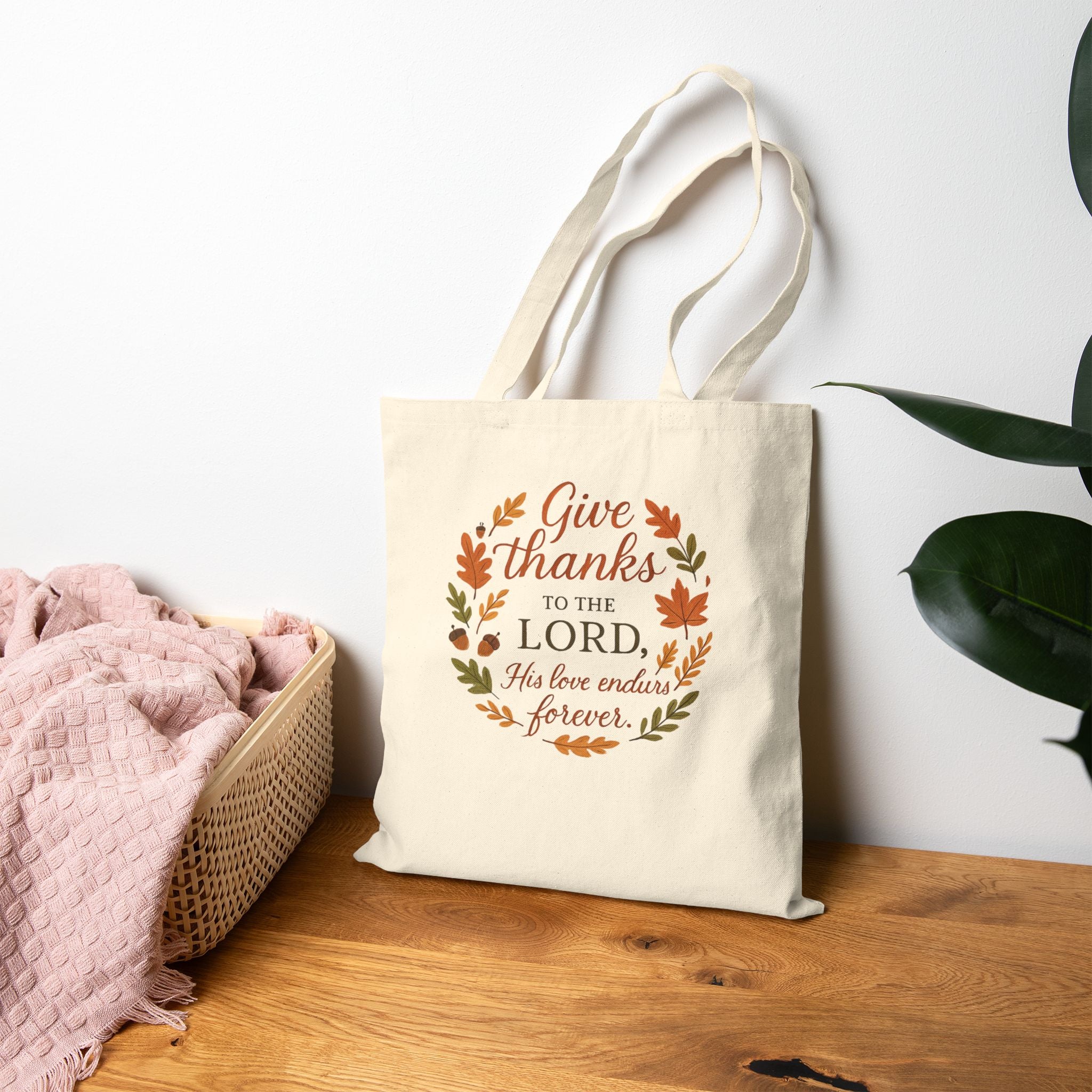 Thankful Cotton Canvas Tote Bag, Eco-Friendly Shopping Bag, Fall Decor, Christian Gift, Thanksgiving Tote