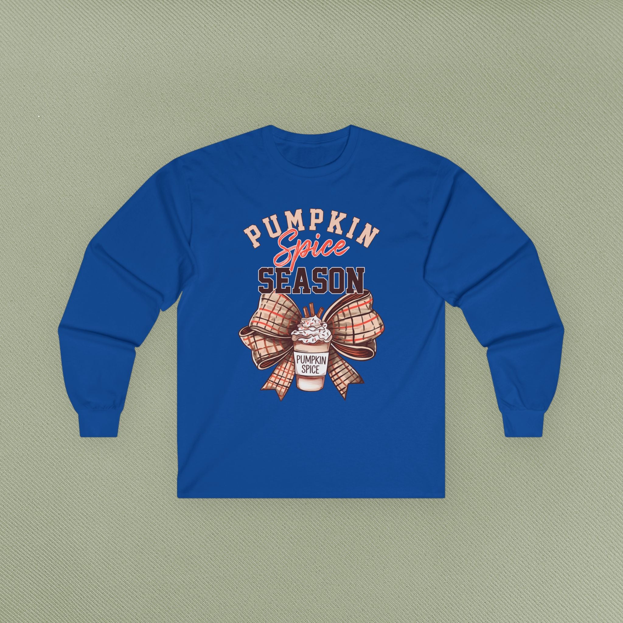 Pumpkin Spice Long Sleeve Tee - Fall Fashion, Cozy Casual Wear, Autumn Inspired Apparel, Perfect for Thanksgiving, Gift for Coffee Lovers