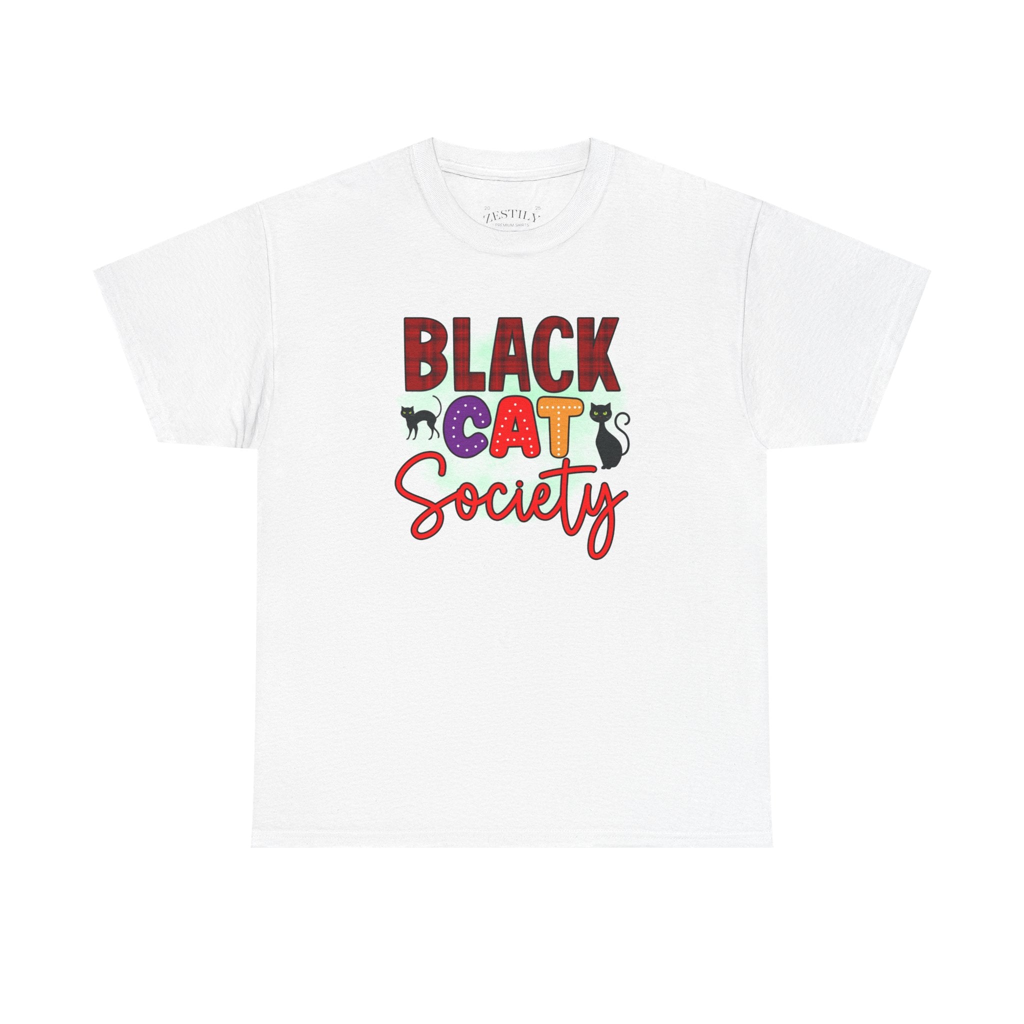 Black Cat Society Tee, Cat Lover Shirt, Halloween Apparel, Pet Parent Gift, Graphic Tee, Cute Cat T-Shirt