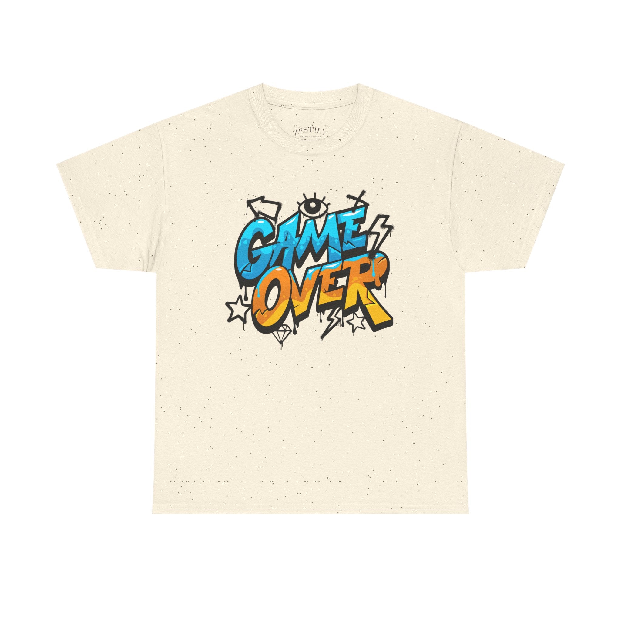 Game Over Heavy Cotton Tee, Fun Graphic T-Shirt for Gamers, Casual Wear, Birthday Gift, Video Game Merchandise