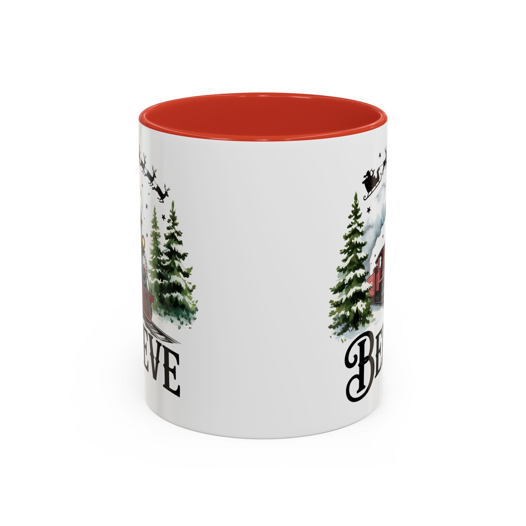 Christmas Believe Coffee Mug, Holiday Mug, Santa Train Mug, Winter Decor, Hot Cocoa Mug, Gift for Her