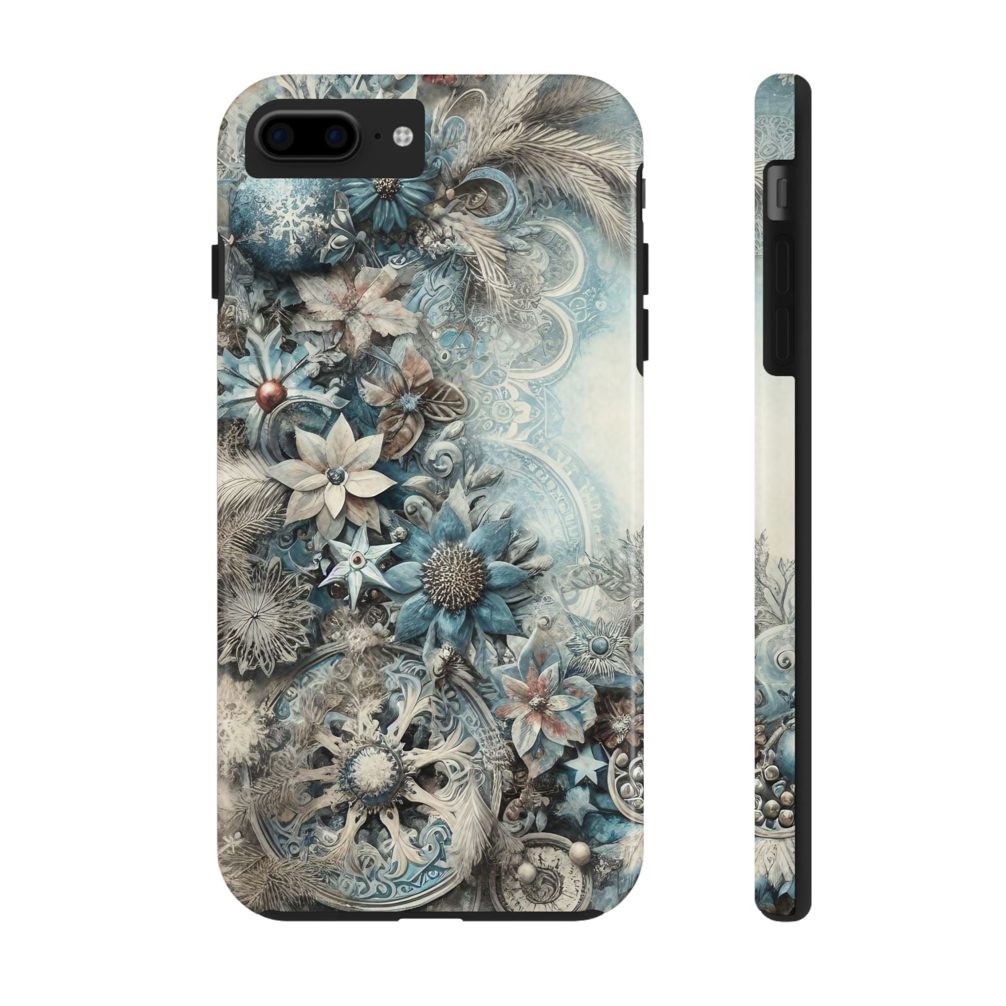 Blue Floral Winter Tough Mobile Phone Case
