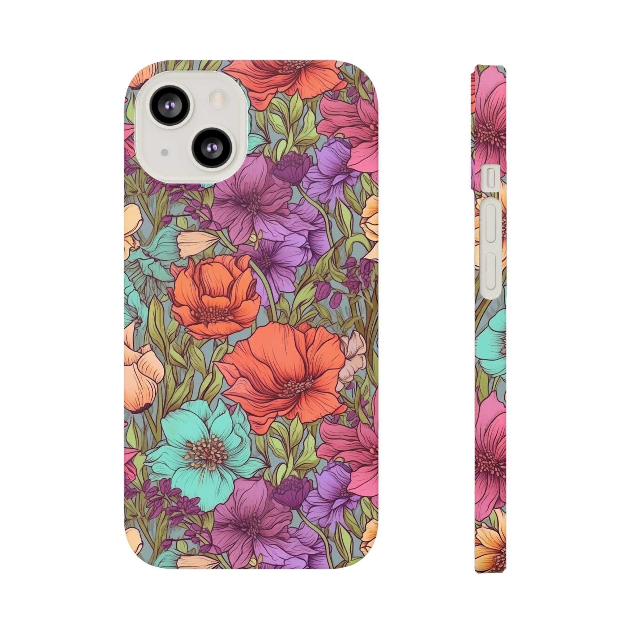 Vibrant Floral Slim iPhone Samsung Case Colorful Protective Cover for Nature Lovers