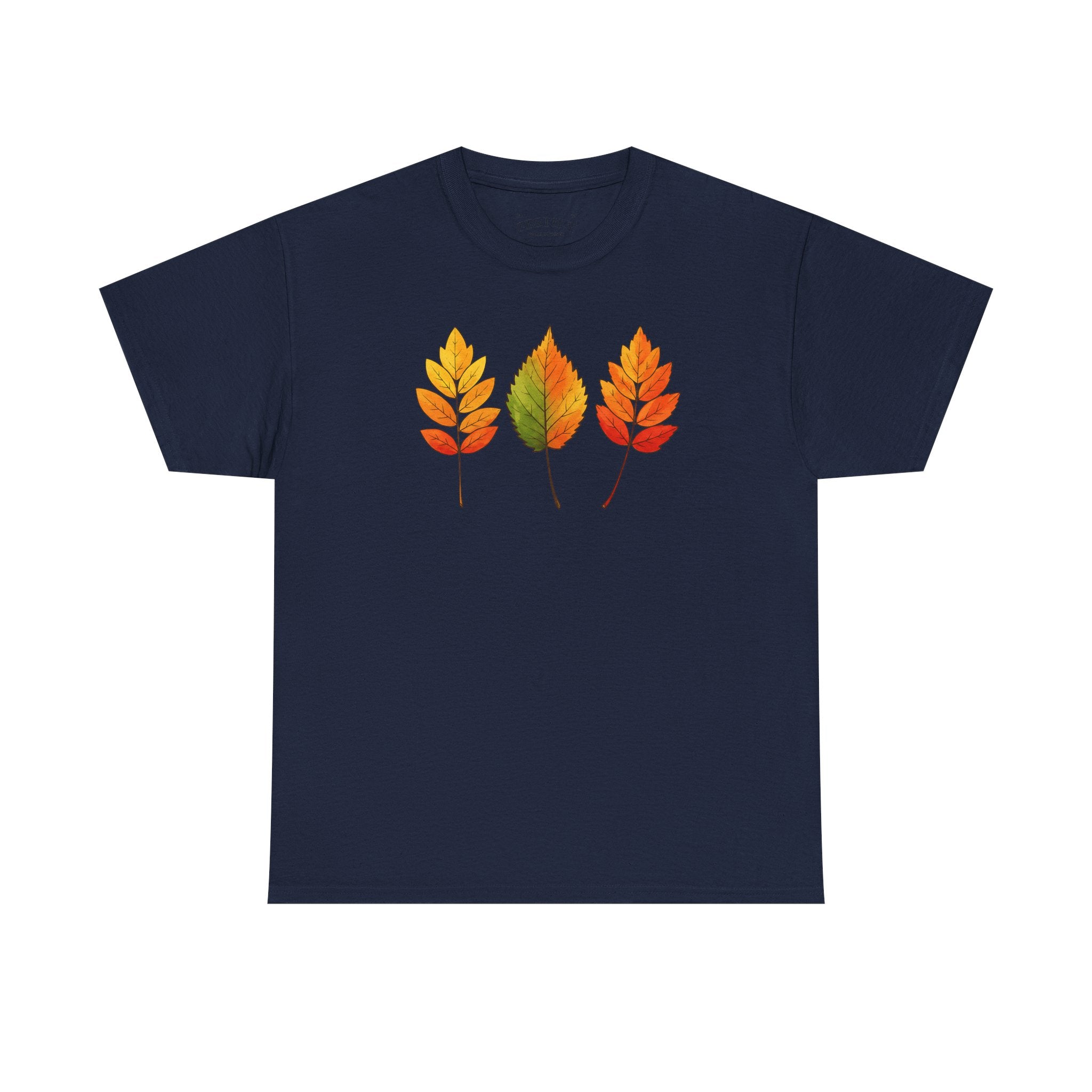 Autumn Leaves Heavy Cotton Tee, Fall T-Shirt, Nature Lover Gift, Seasonal Wear, Comfortable Everyday Tee