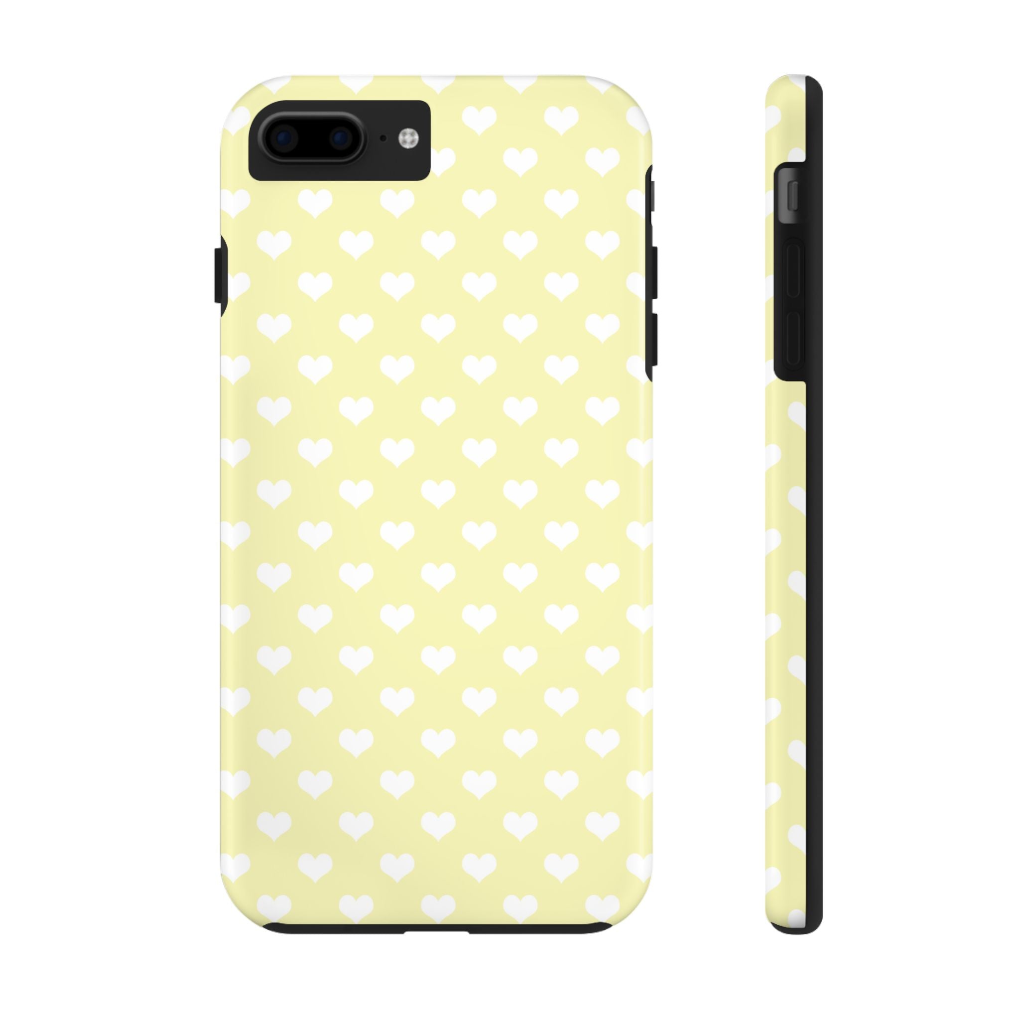 Pastel Yellow & White Hearts Tough Mobile Phone Case
