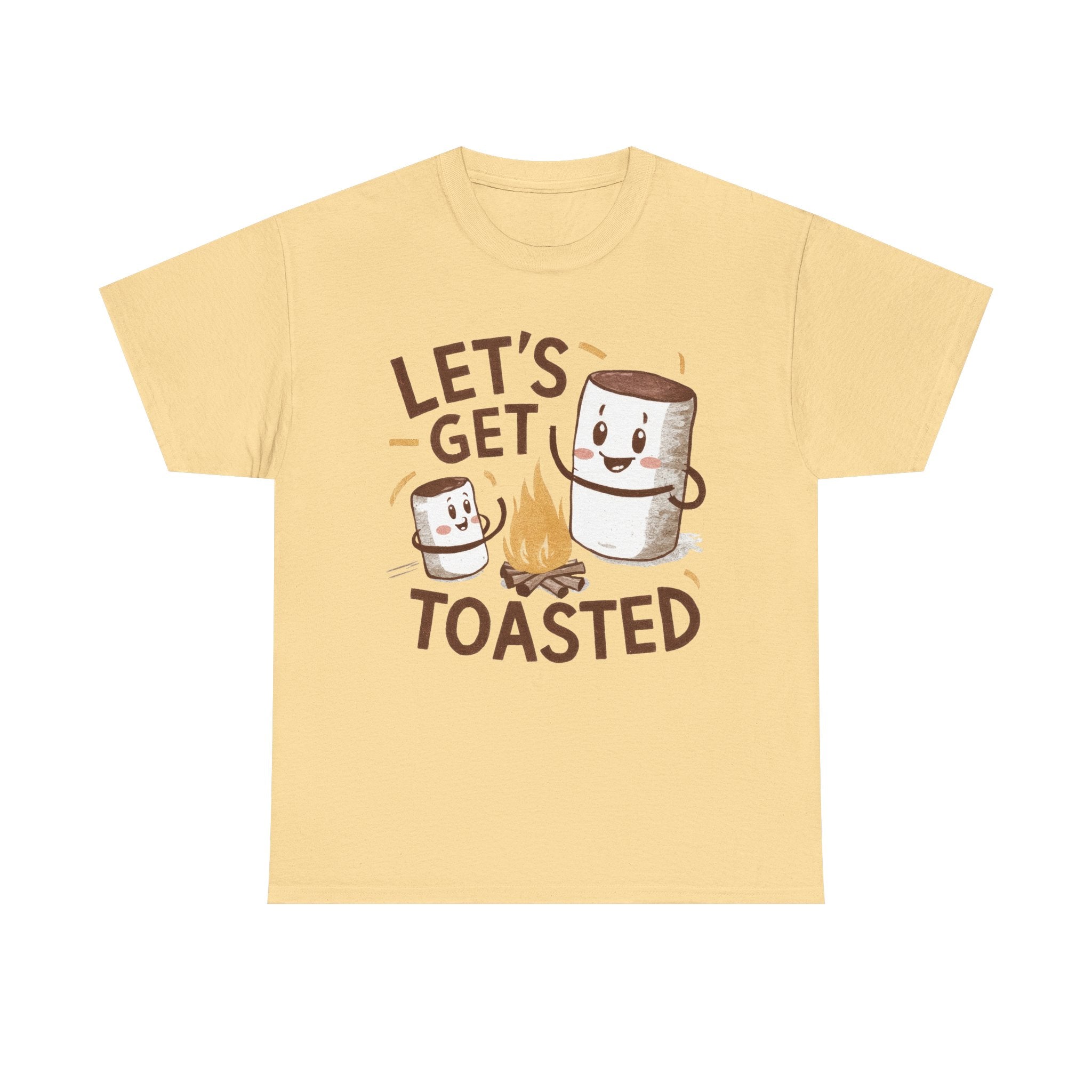 Funny Campfire T-Shirt "Let's Get Toasted" Heavy Cotton Tee for Outdoor Lovers