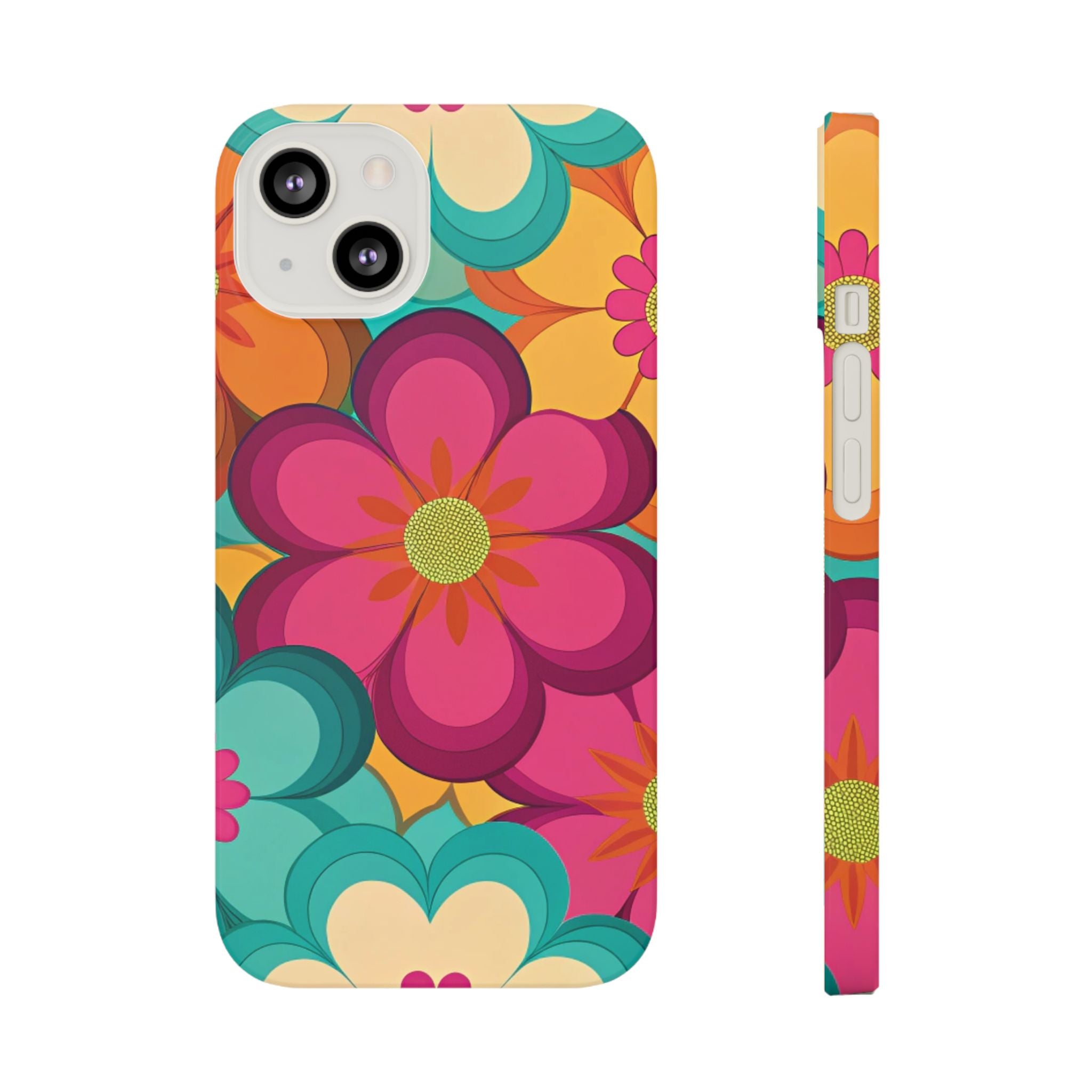 Trendy Floral Slim iPhone Samsung Case Colorful Flower Design Protective Cover Gift for Her Phone Accessories Spring Style