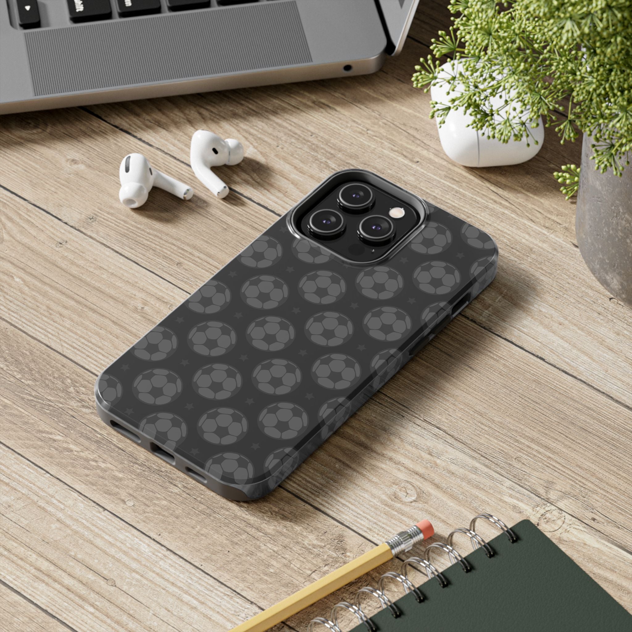 Soccer Ball Tough Black iPhone Samsung Case Durable Protection for Sports Fans