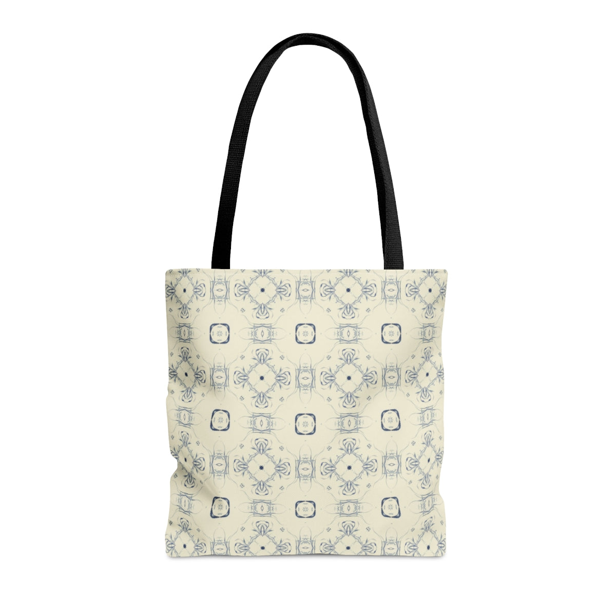 Blue & Beige Square Design Carryall Tote Bag