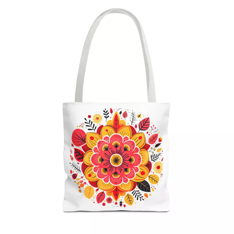 Boho Floral Mandala Tote Bag - Perfect for Market Days or Beach Trips