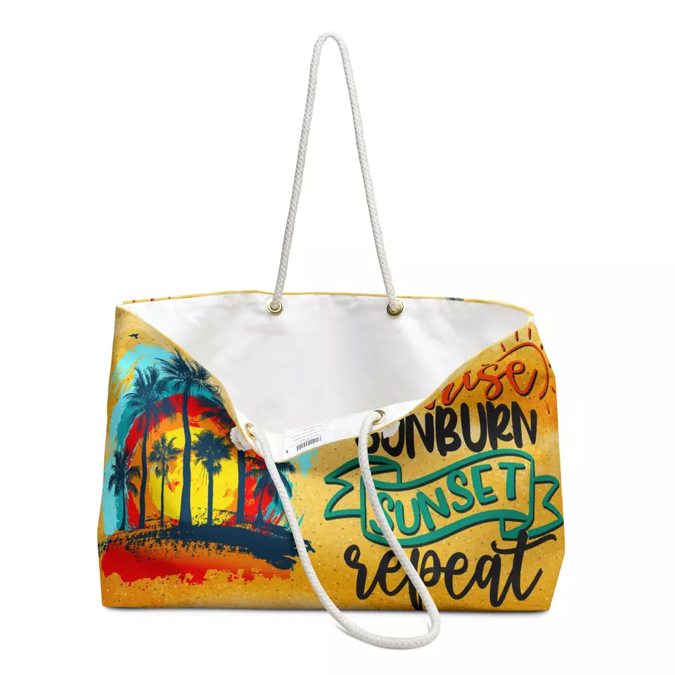 Sunrise Sunburn Sunset Repeat XLarge Beach Tote Bag
