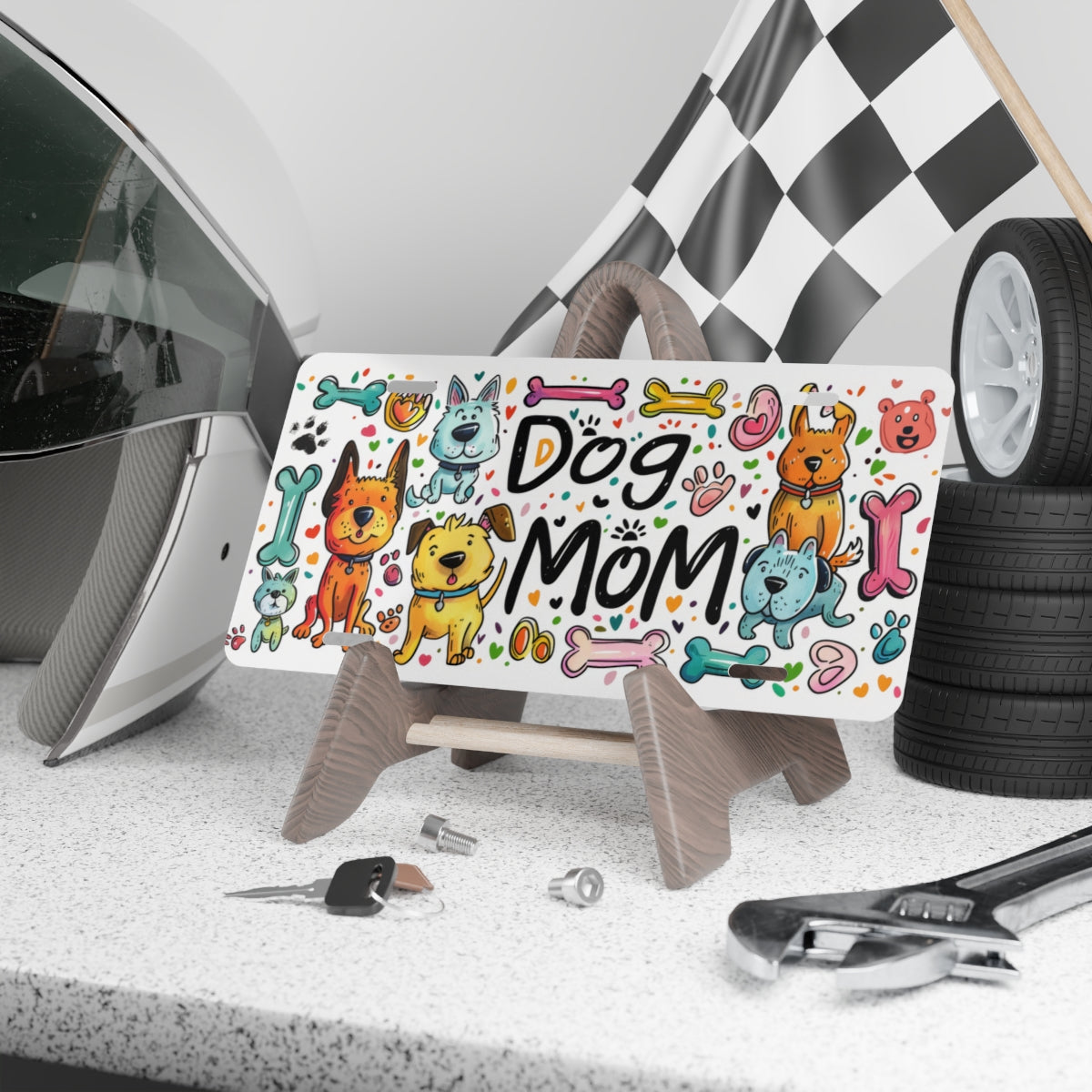 Dog Mom Graphic Vanity Car Plate