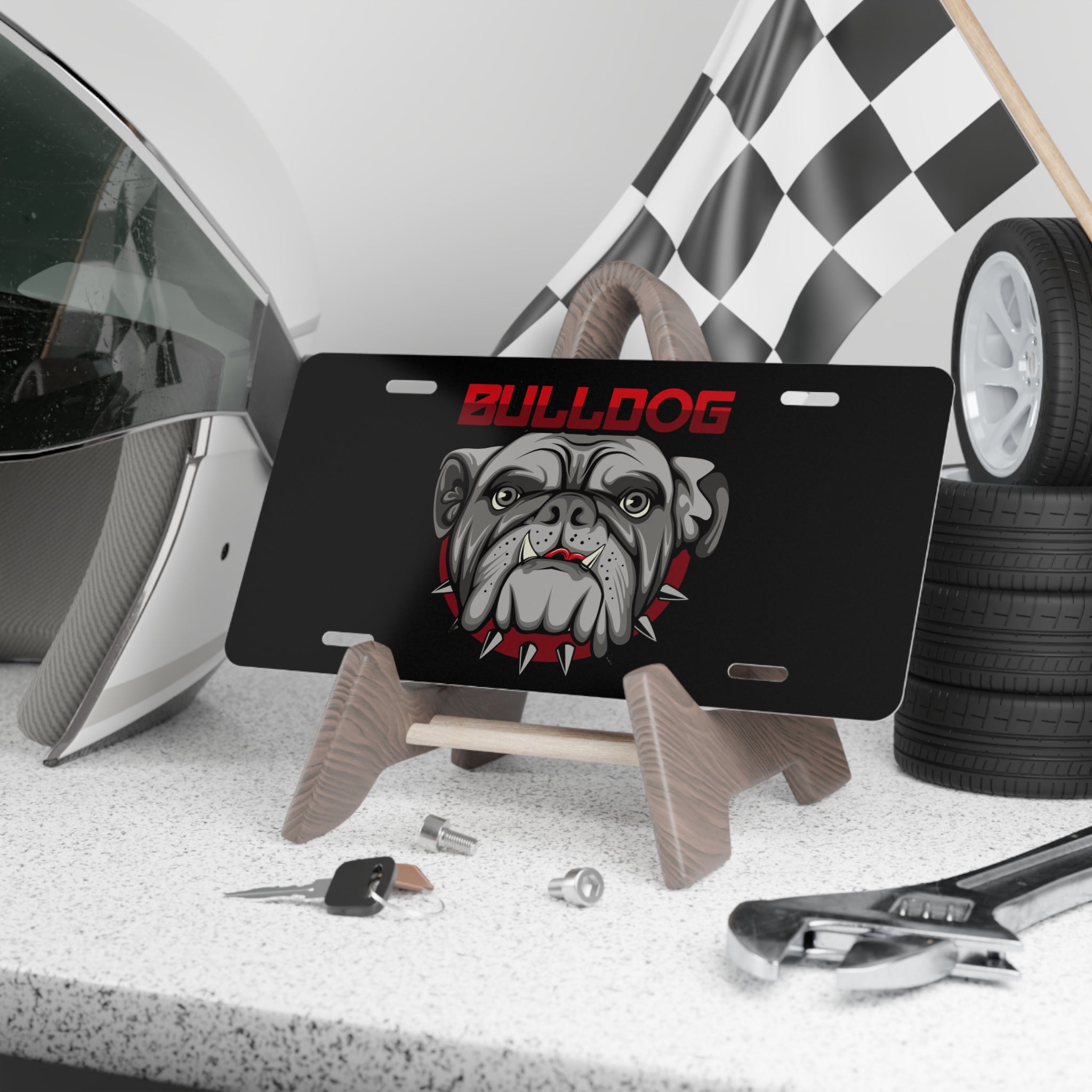 Bulldog Graphic Vanity Car Plate