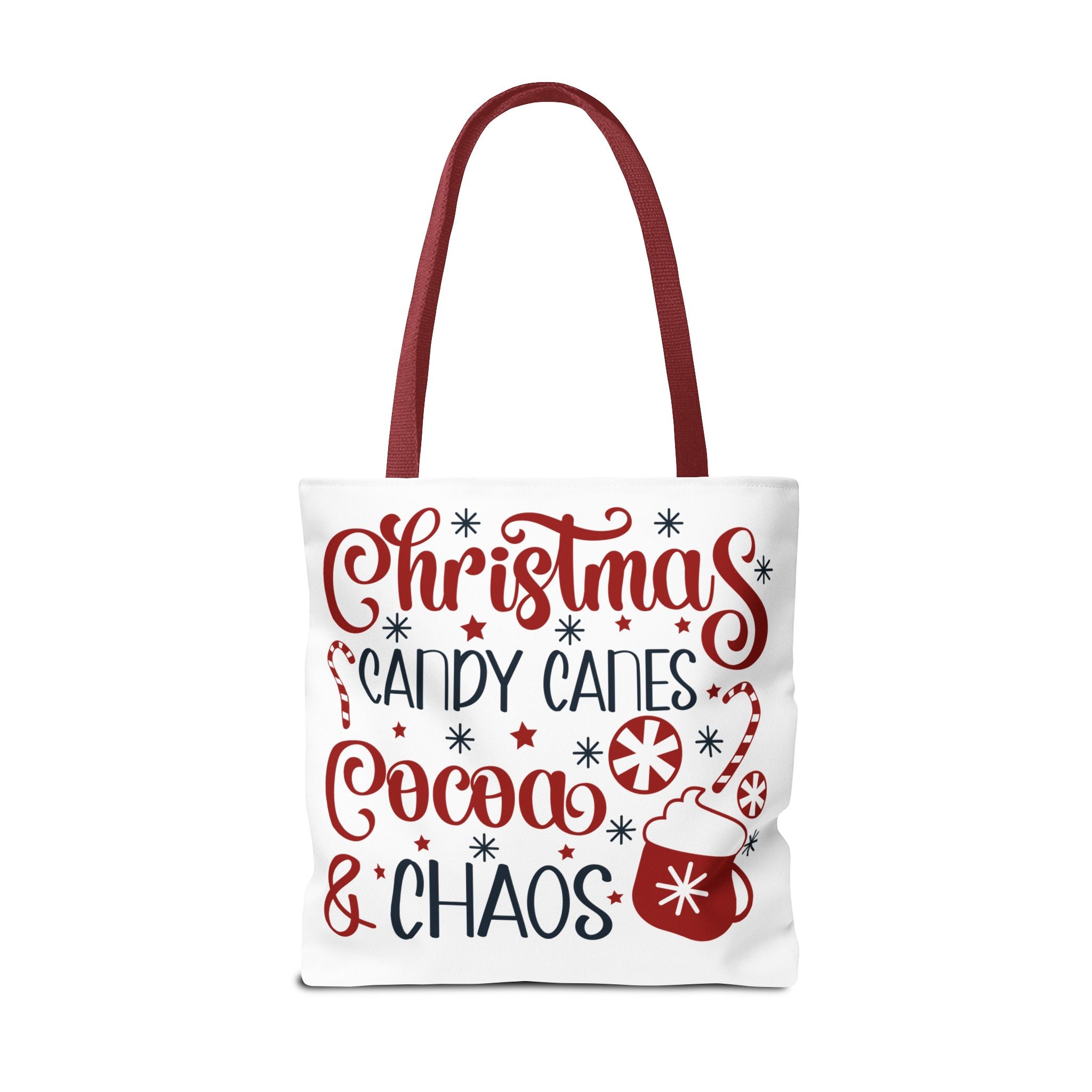Christmas Candy Canes Cocoa & Chaos Tote Bag