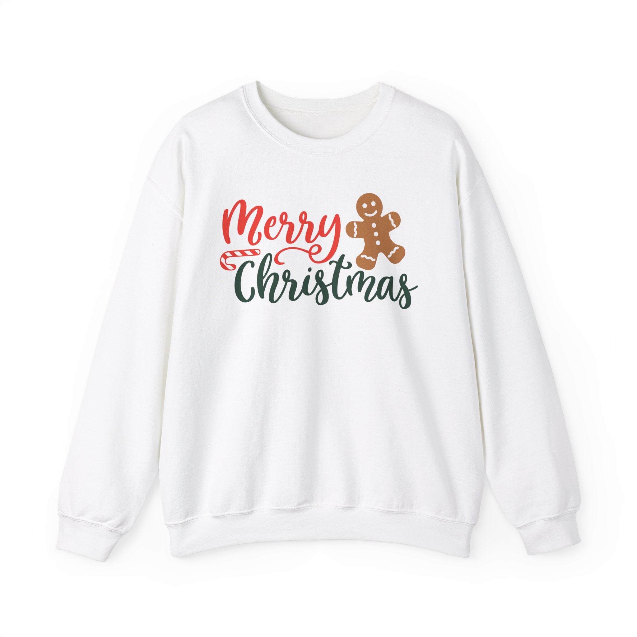 Merry Christmas Gingerbread Man Candy Cane Heavy Blend™ Crewneck Sweatshirt