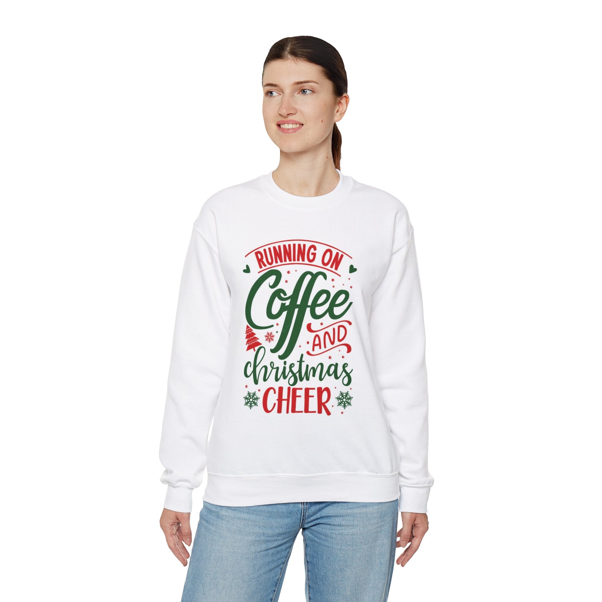 Running On Coffee And Christmas Cheer Heavy Blend™ Crewneck Sweatshirt