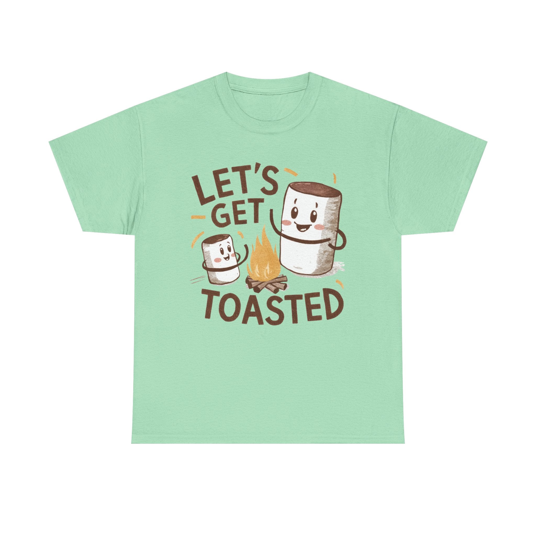 Funny Campfire T-Shirt "Let's Get Toasted" Heavy Cotton Tee for Outdoor Lovers