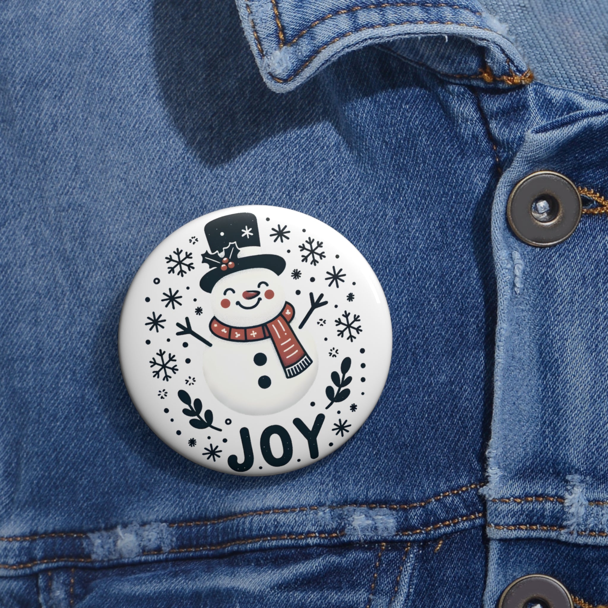 Snowman Christmas Joy Pin Button