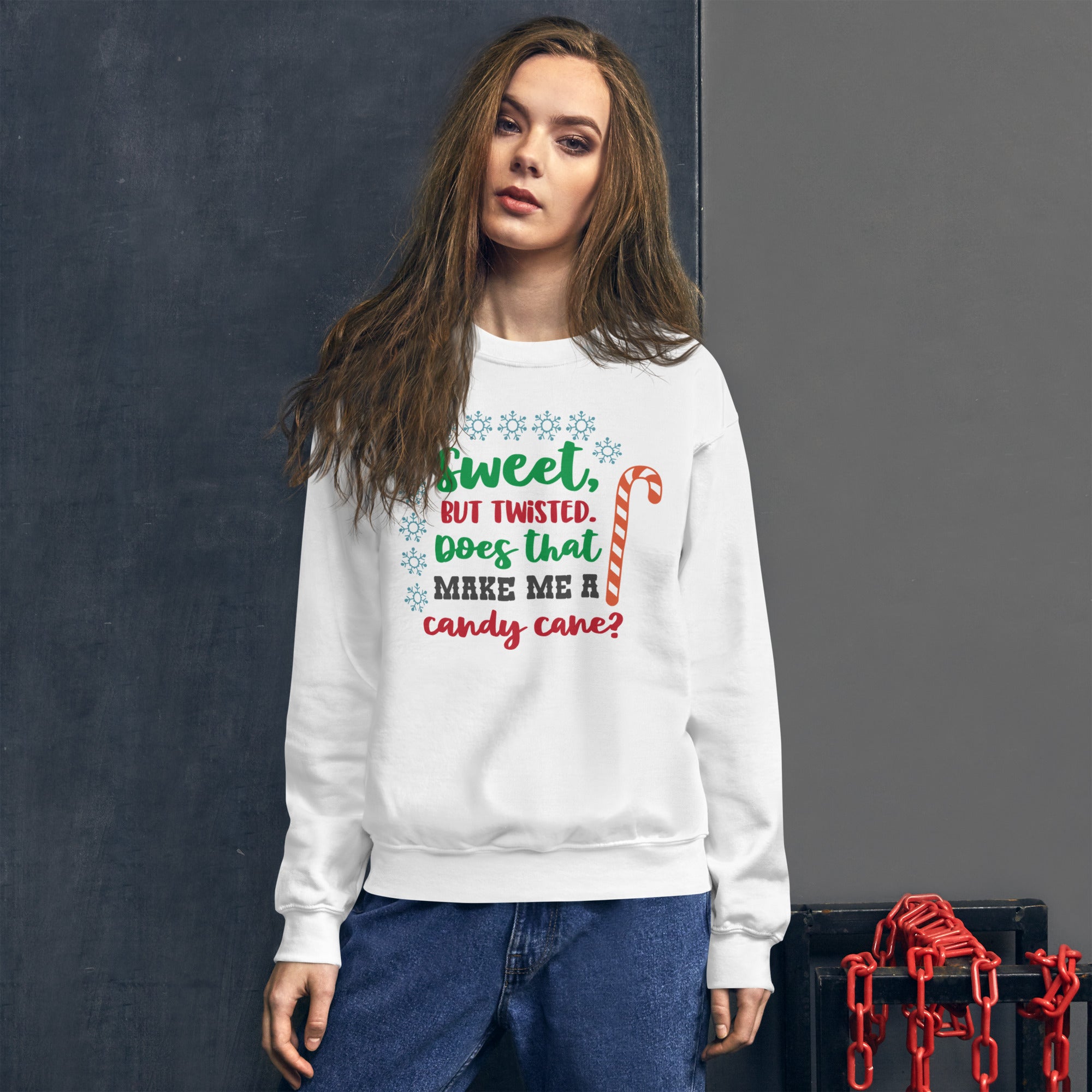 Sweet But Twisted Does That Make Me A Candycane Christmas Sweatshirt