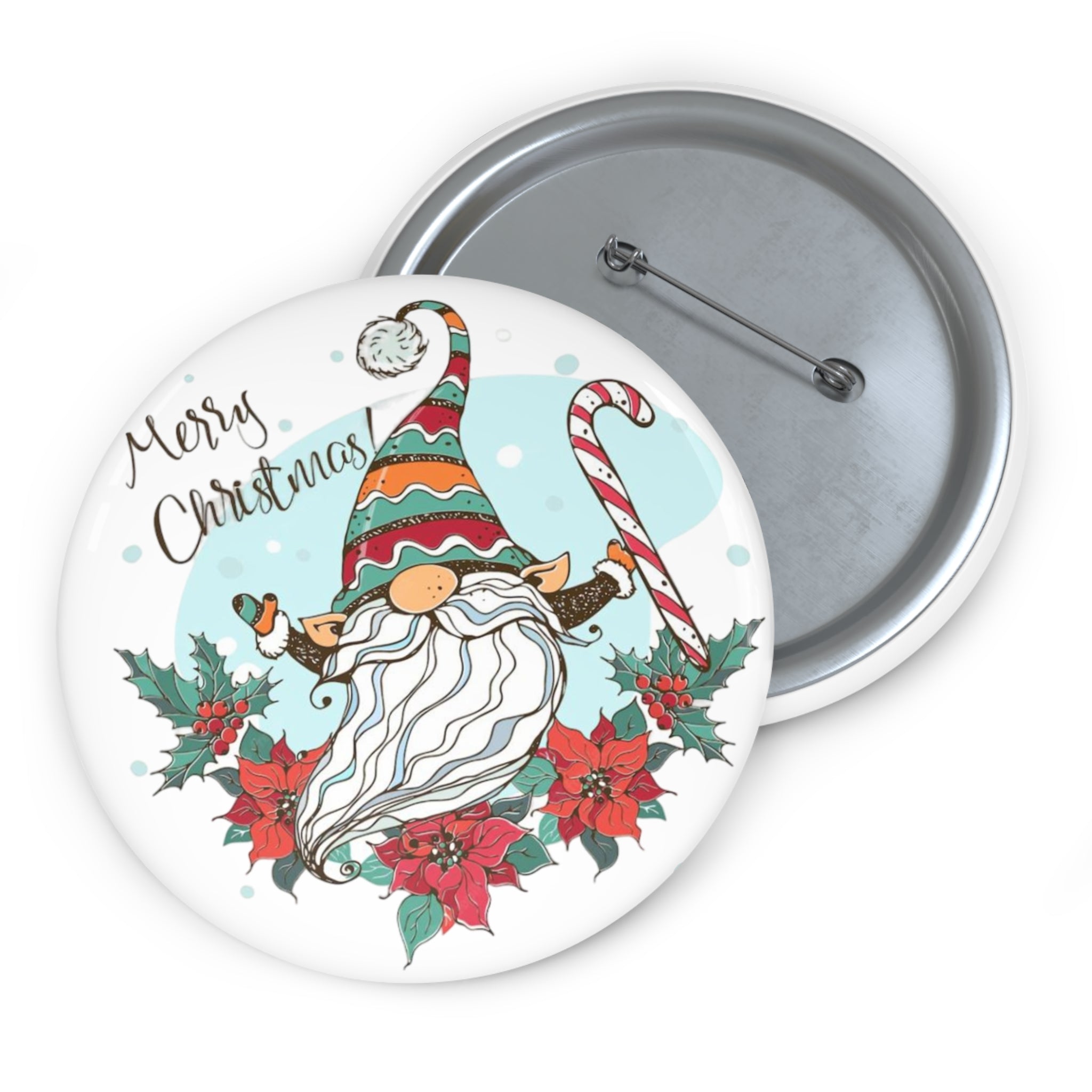 Merry Christmas Gnome Pin Button