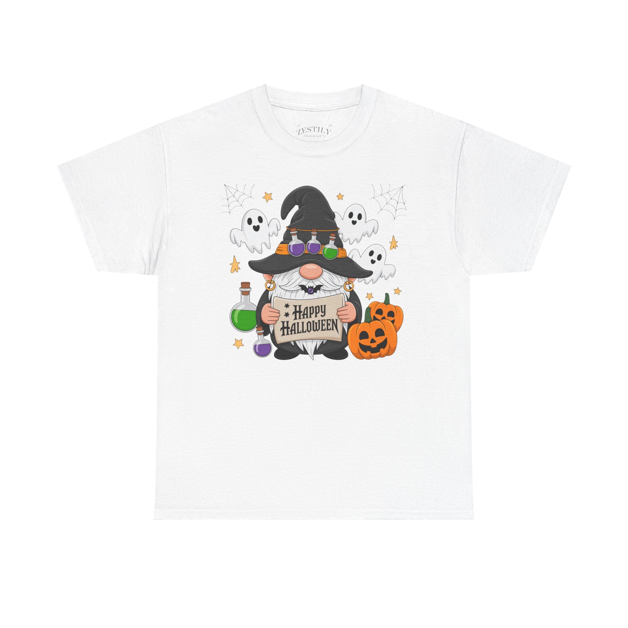 Halloween Gnome Tee, Holiday Shirt, Spooky Cotton T-Shirt, Fun Halloween Apparel, Cute Ghosts & Pumpkins