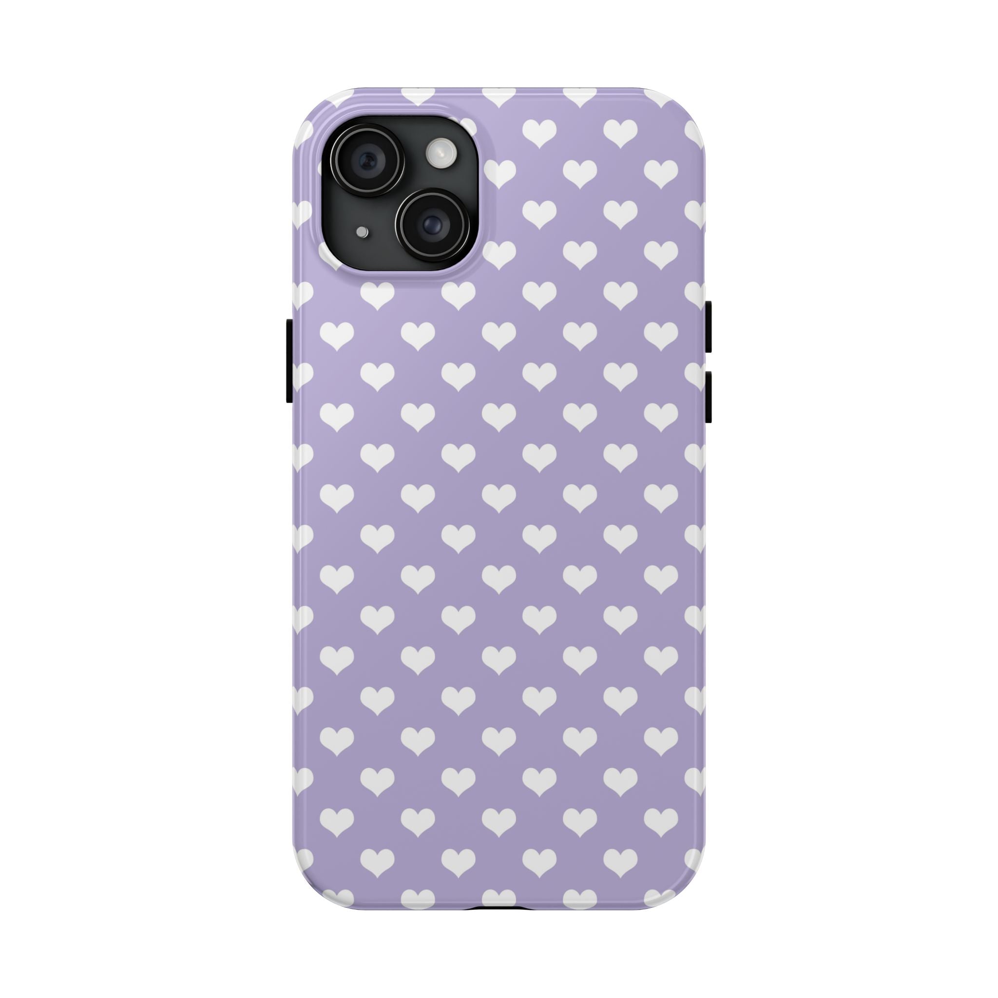 Pastel Lavender & White Hearts Tough Mobile Phone Case