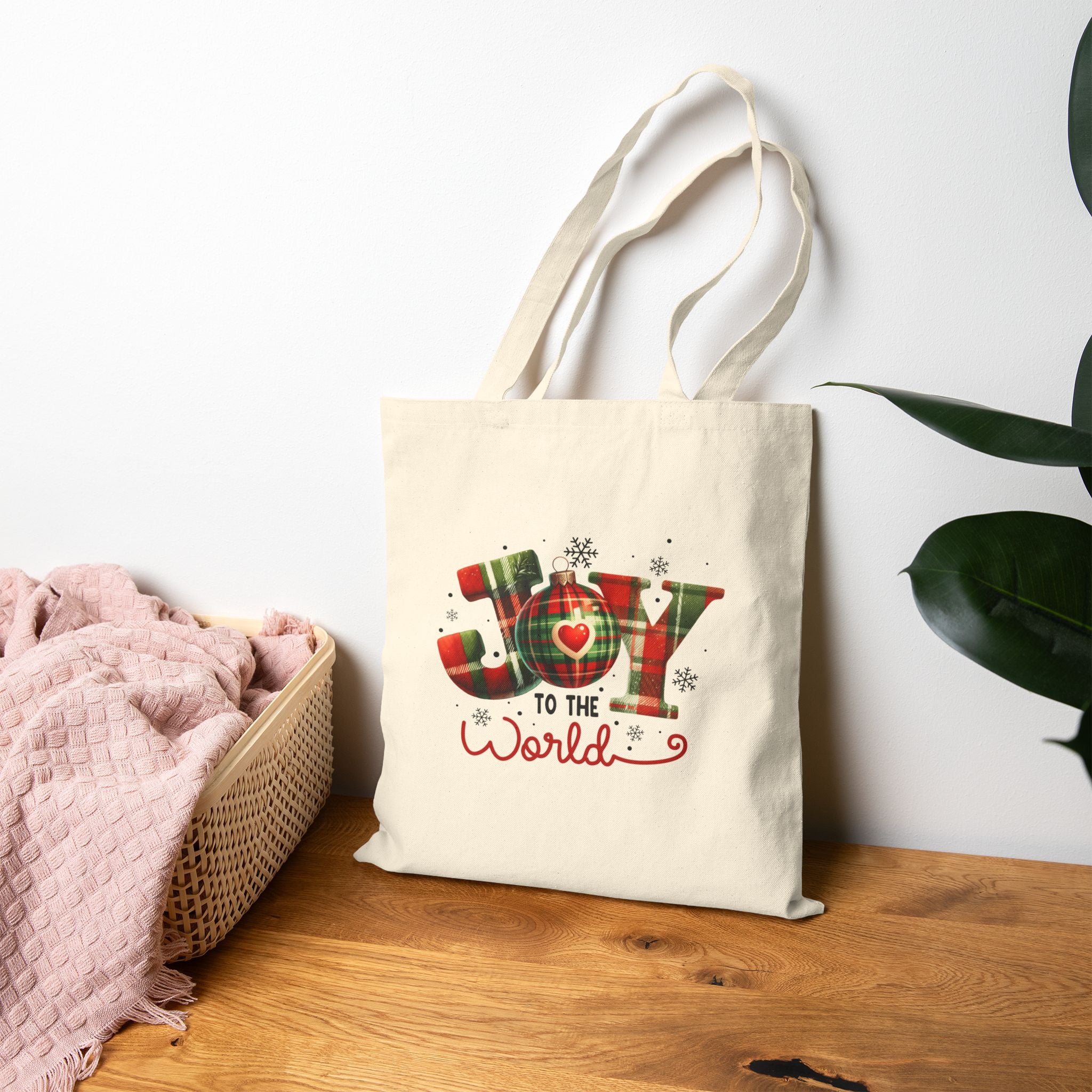 Joy to the World Holiday Tote Bag, Eco-Friendly Shopping Bag, Christmas Gift, Reusable Grocery Tote, Cute Daily Tote