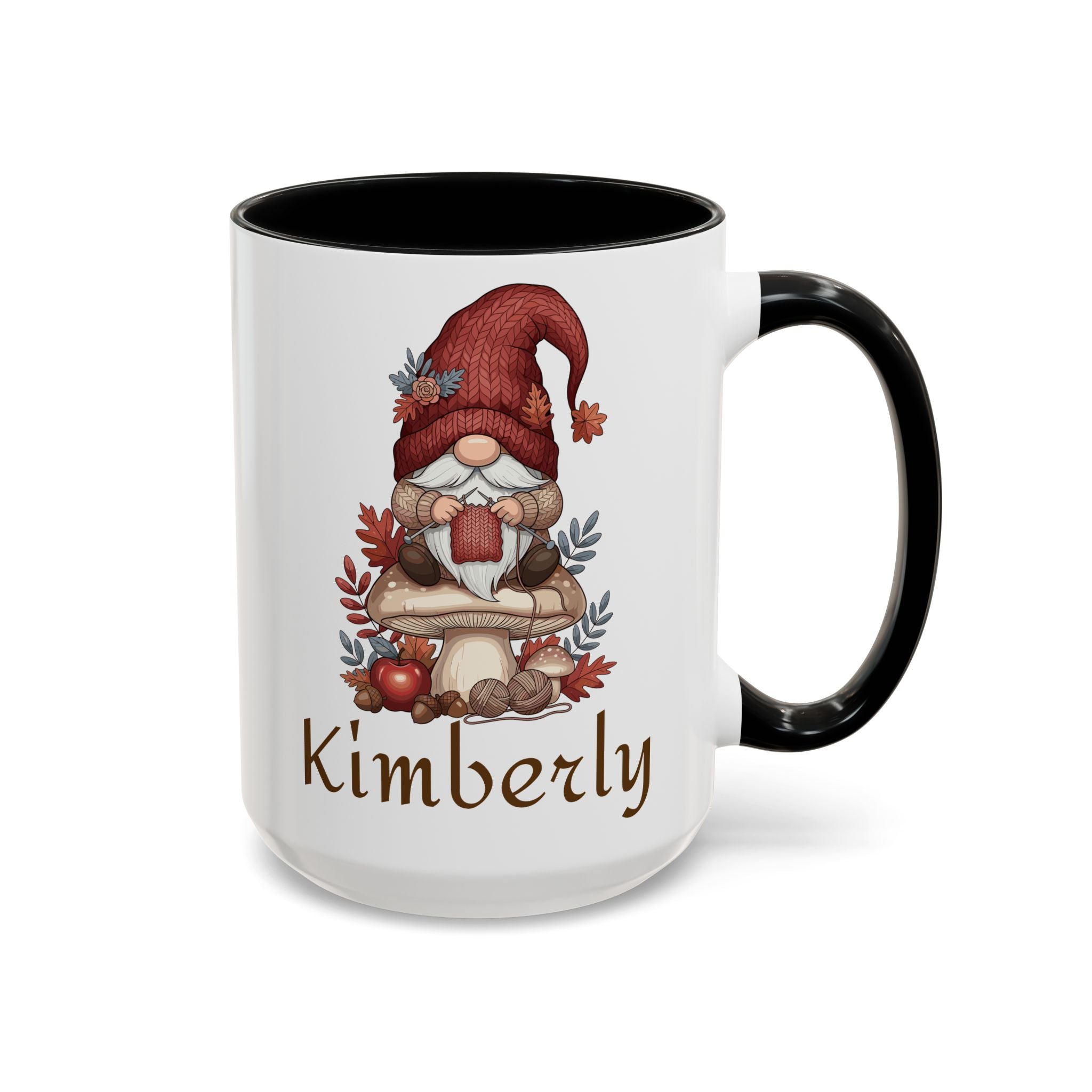 Personalized Gnome Accent Coffee Mug, Custom Gift, Fall Decor, Unique Birthday Present, Cute Coffee Cup