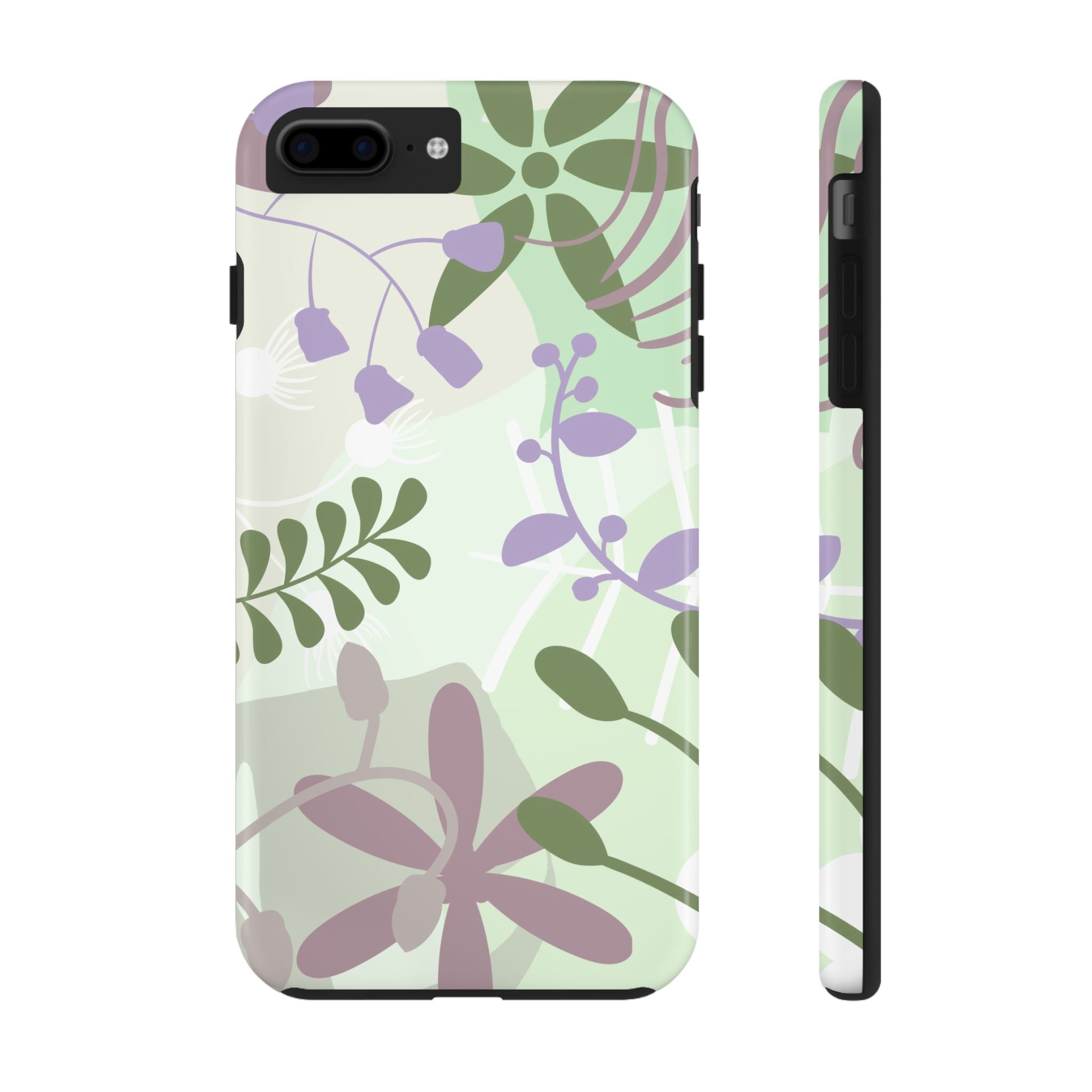 Tough Green & Purple Floral iPhone Samsung Case Durable Protection with Botanical Design