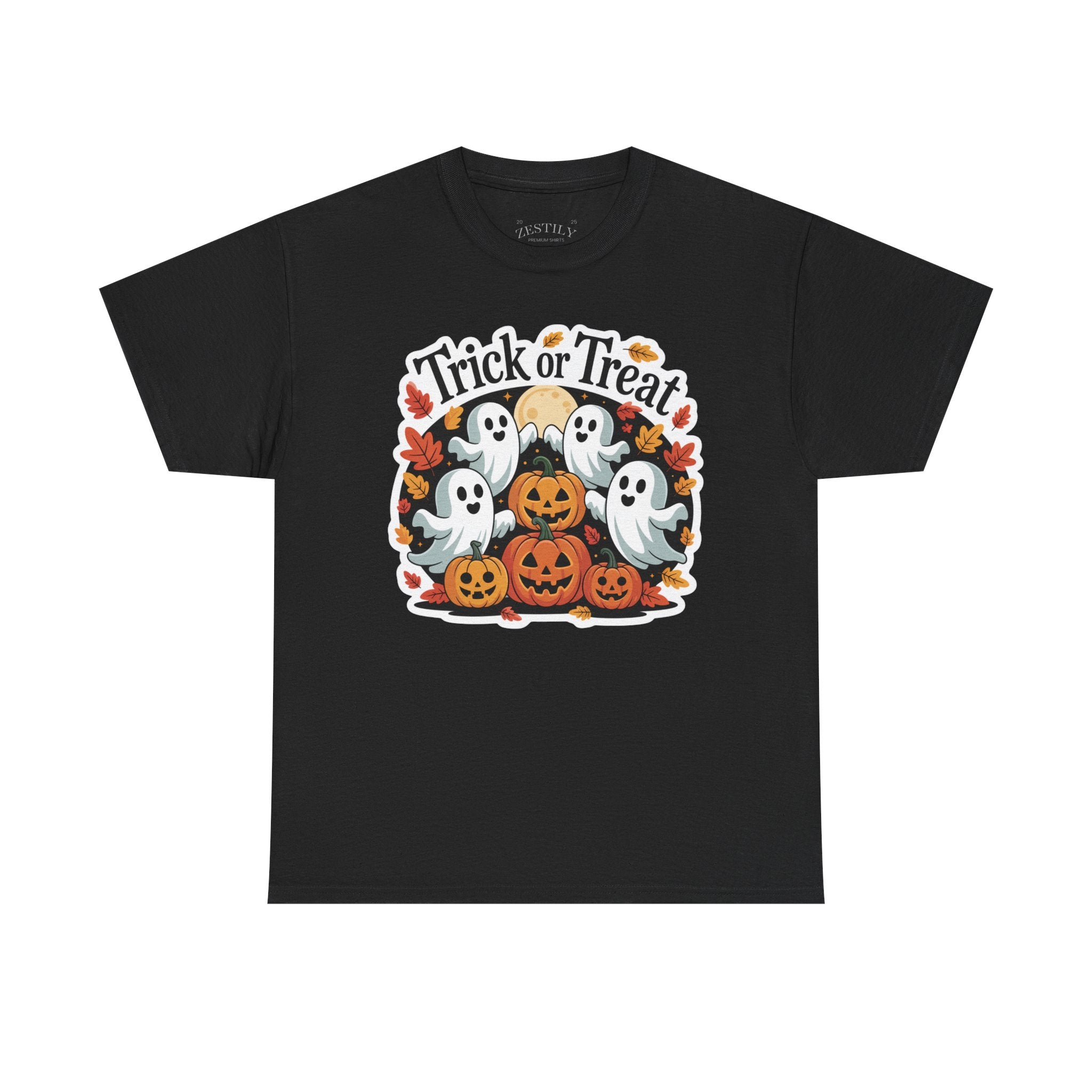 Trick or Treat Halloween Tee, Cotton Shirt, Spooky Ghosts & Pumpkins, Fall Festival Wear, Gift for Halloween Lovers