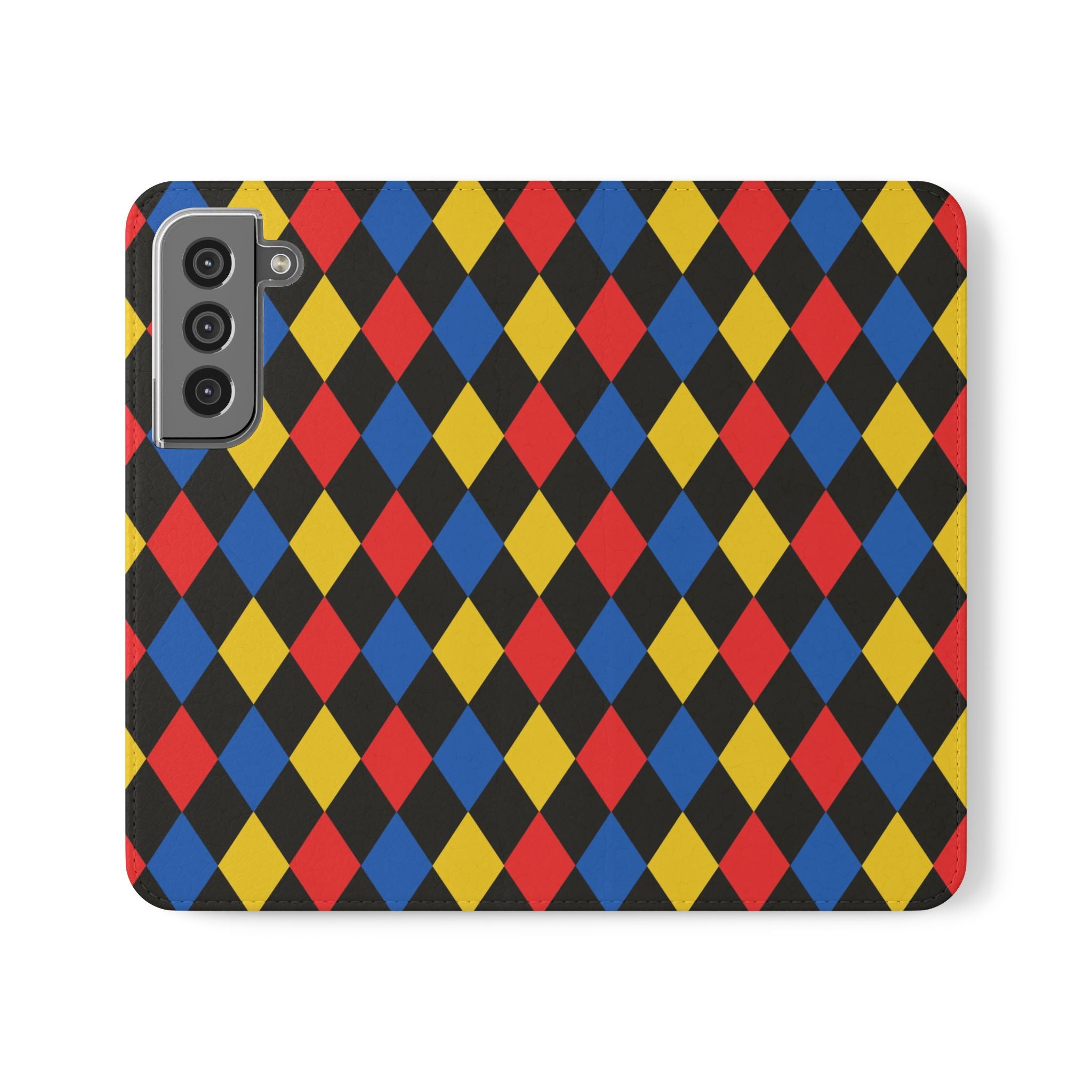 Harlequin Pattern Flip Case for iPhone Samsung Stylish Protection, Wallet Holder, Colorful Accessory, Gift for Tech Lovers, Trendy Design