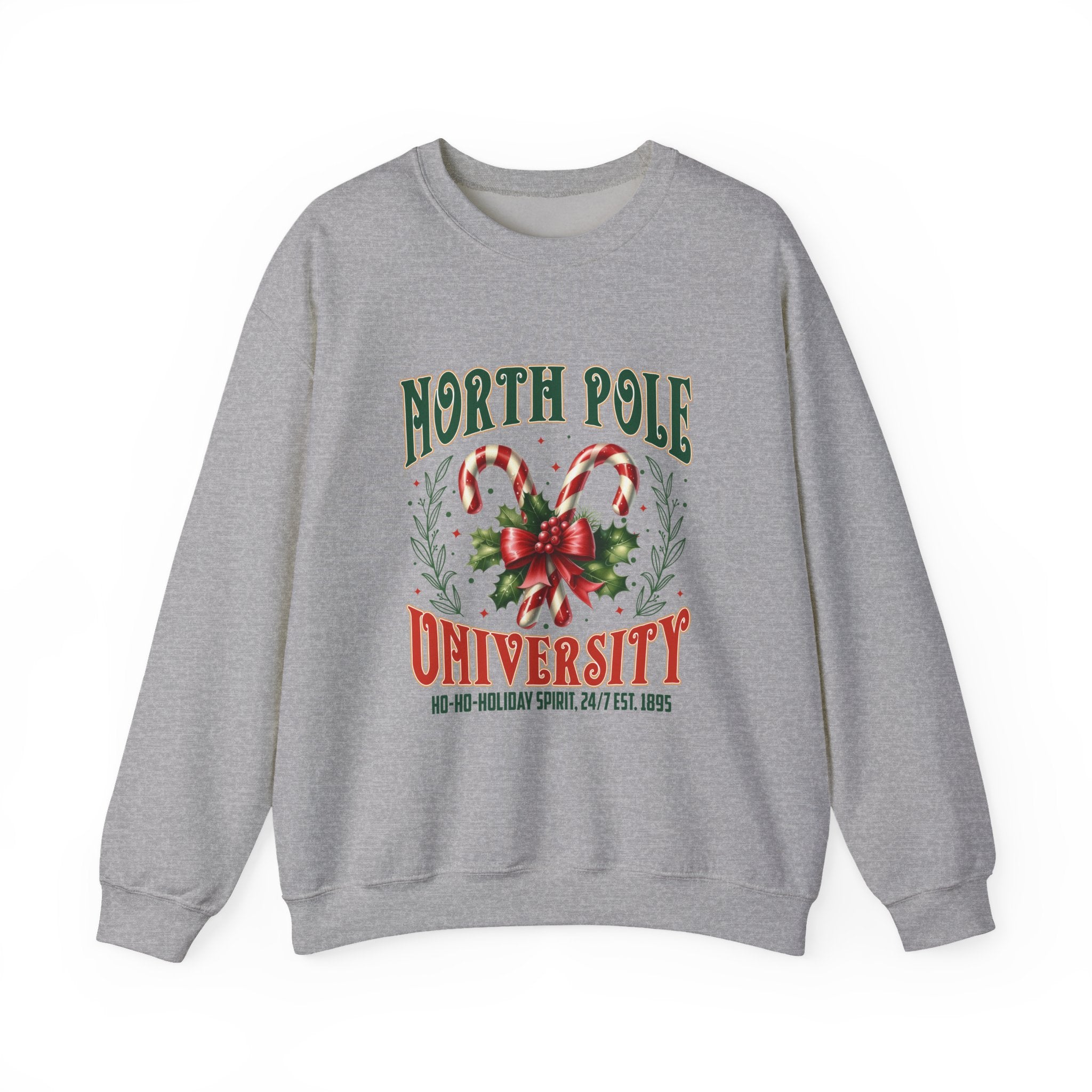 North Pole University Holiday Sweatshirt, Cozy Christmas Crewneck, Winter Gift, Festive Apparel, Holiday Wear, Candy Canes