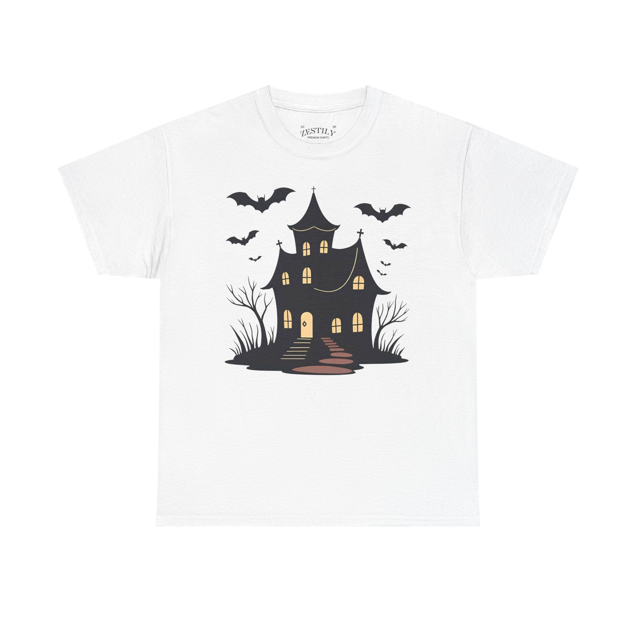 Spooky Haunted House Tee, Halloween T-Shirt, Halloween Shirt, Bats Graphic Tee, Ghosts and Ghouls Apparel