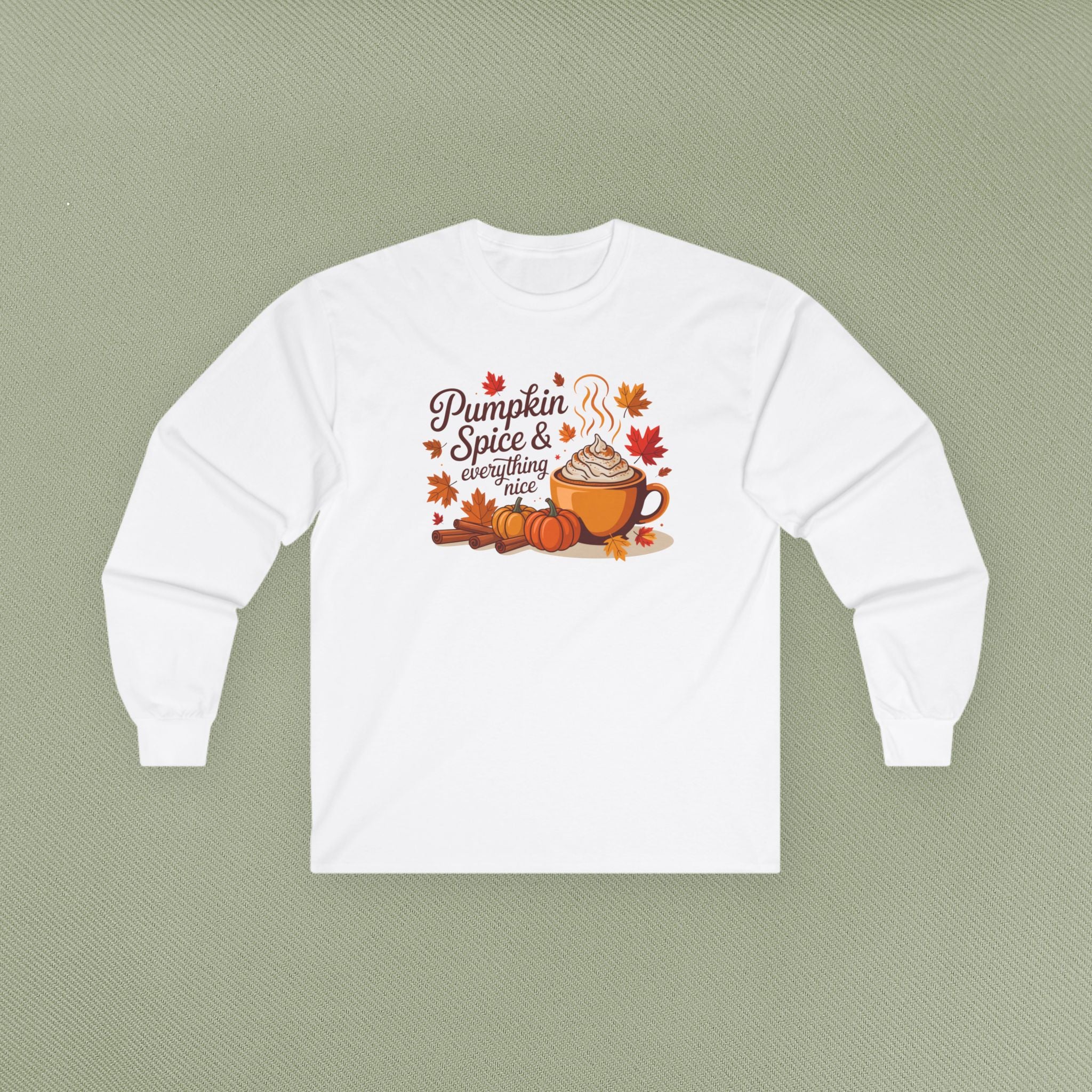 Cozy Autumn Long Sleeve Tee, Pumpkin Spice Shirt, Fall Fashion, Thanksgiving Gift, Cute Casual Wear, Seasonal Comfort