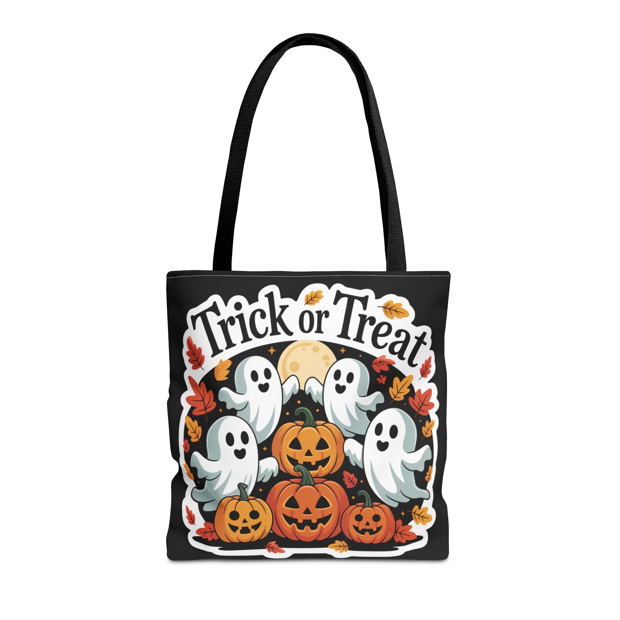 Halloween Tote Bag, Trick or Treat Bag, Spooky Shopping Bag, Ghost & Pumpkin Tote, Fall Festival Accessory